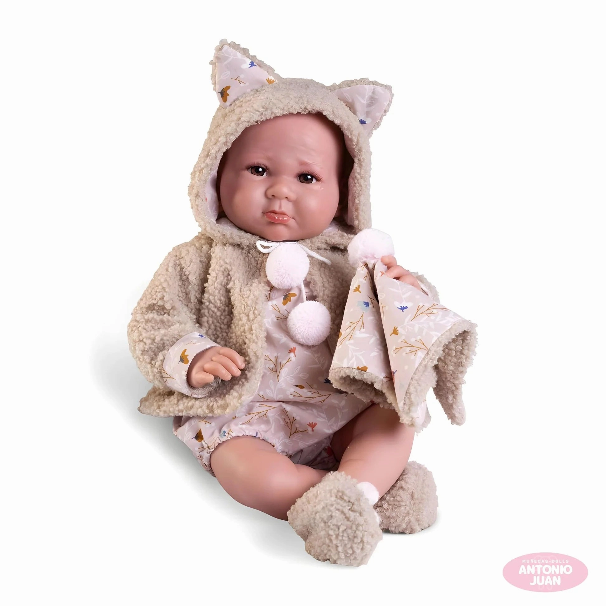 Dog Sculpture Antonio Juan 33362 Newborn Luca Doll 42cm with Sheepskin Jacket