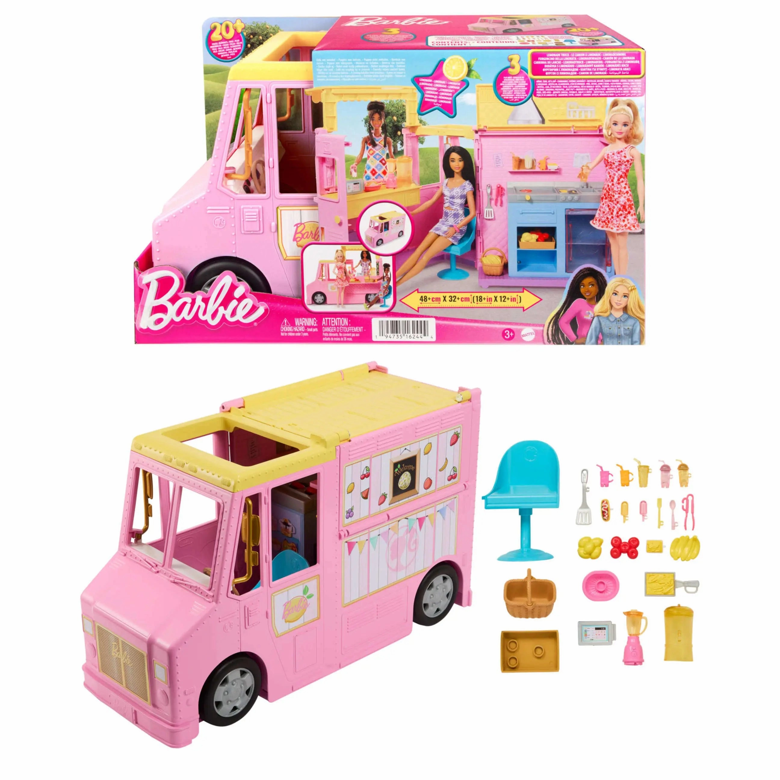 Vinyl Replica Science fiction Barbie Lemonade Lemonade Truck Playset with 25 Accessories