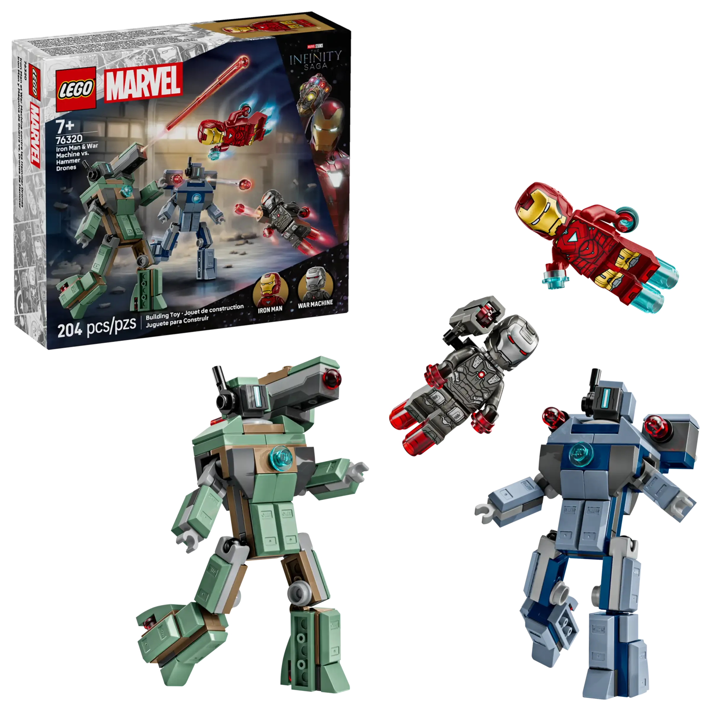 LEGO MARVEL 76320 Iron Man & War Machine vs Hammer Drones Posable Toy