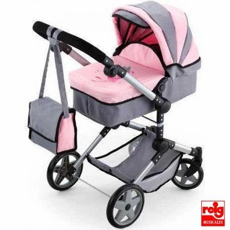 Bayer Design Neo Pro Large Doll's Pram - Grey/Pink Christmas Decoration