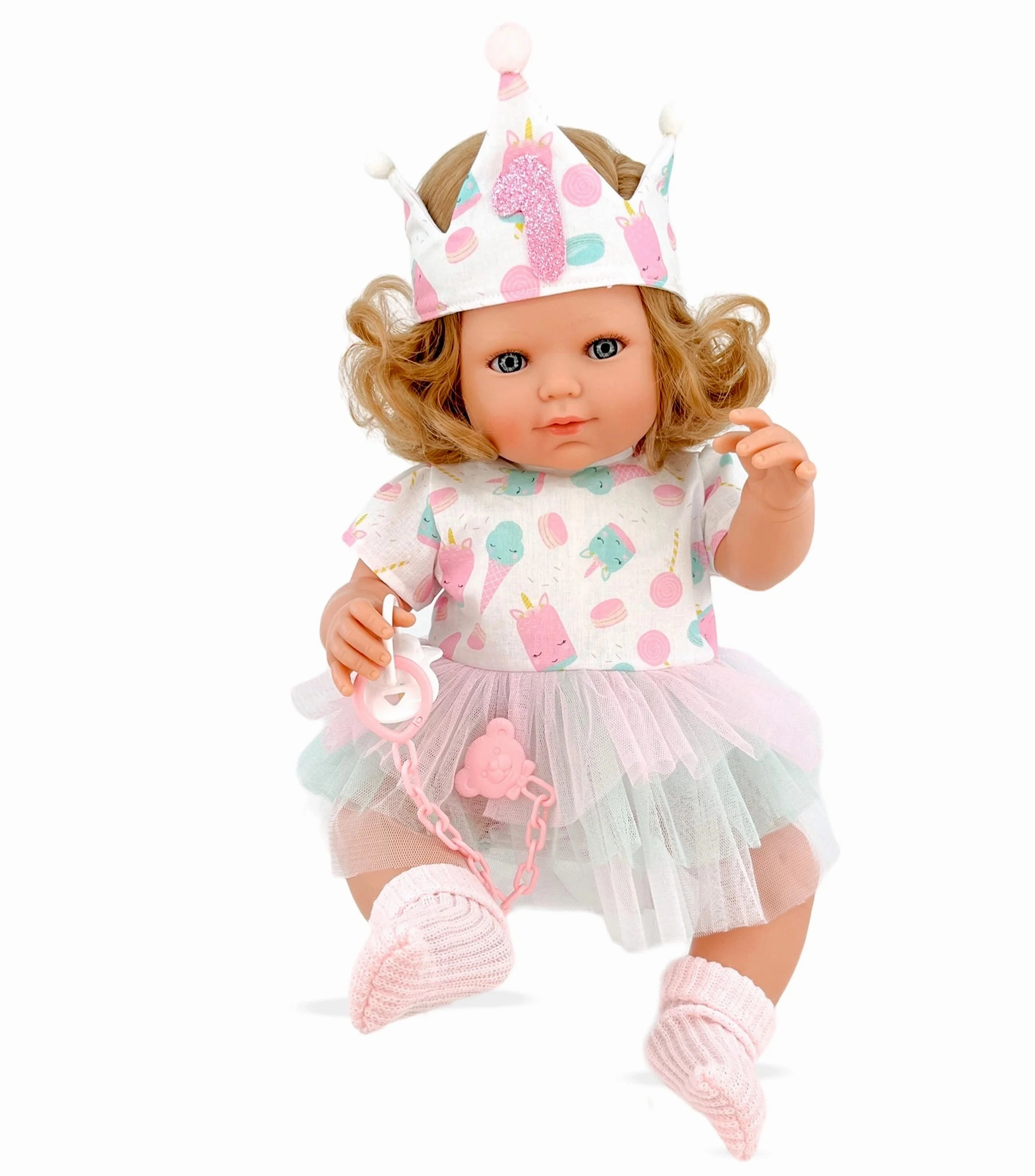 Berjuan 1228 Baby Sweet Nina Birthday Crown Doll 50cm Race Car Driver