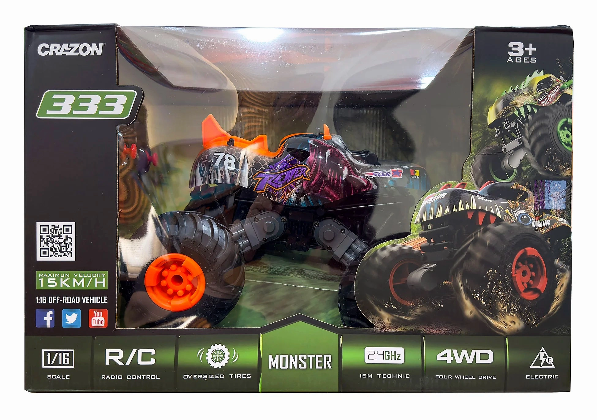 Collectors Item Spacecraft Model Big Wheel Off-Road Dinosaur RC Monster Truck - Orange