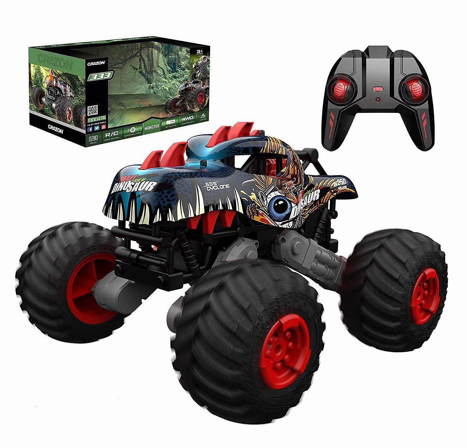 Big Wheel Tyrannosaurus Dinosaur RC Monster Truck - Blue Urban Art