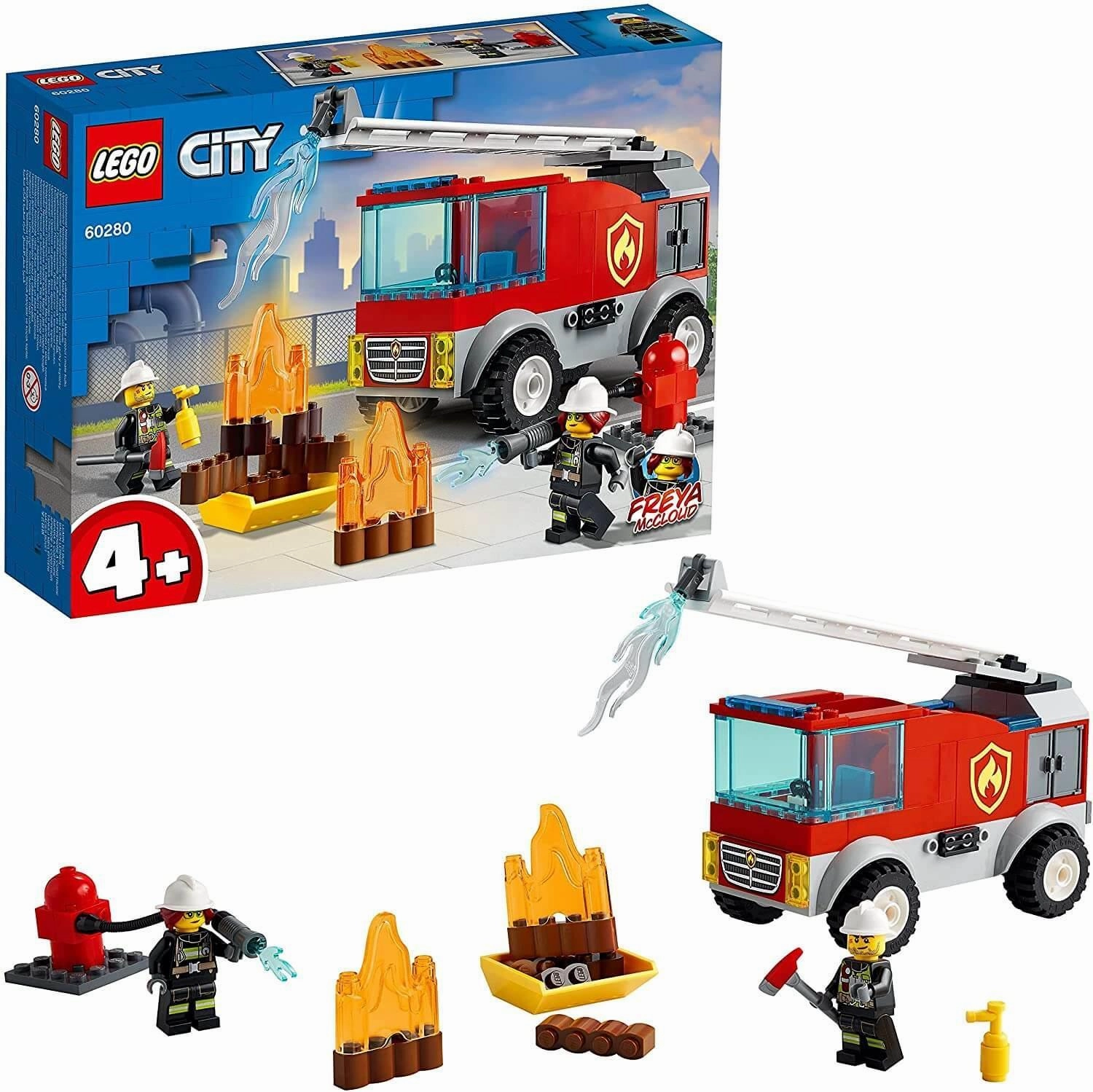 LEGO CITY 60280 Fire Ladder Truck Toy with Firefighter Mini-figure Pokemon Creature Animation Character