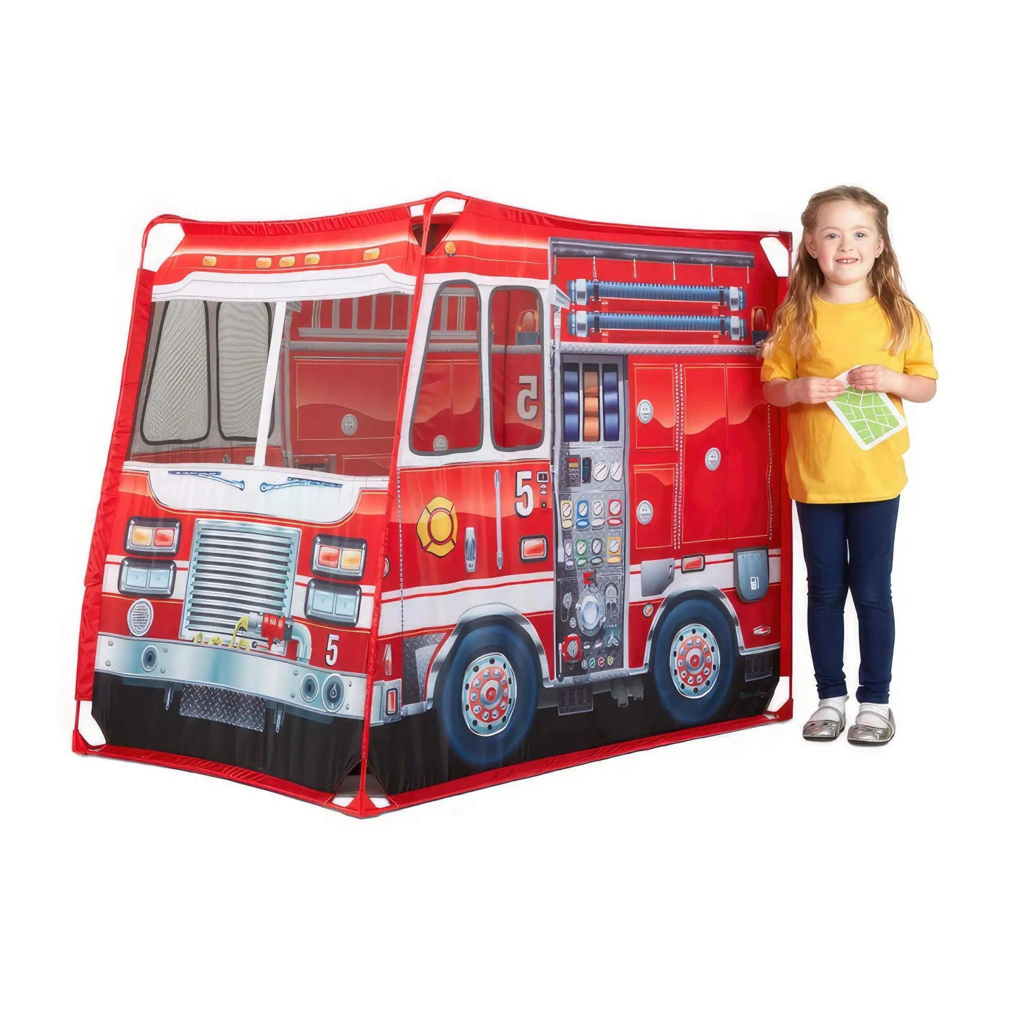 Melissa & Doug Fire Truck Fabric Play Tent and Storage Tote Mysterious Decorations