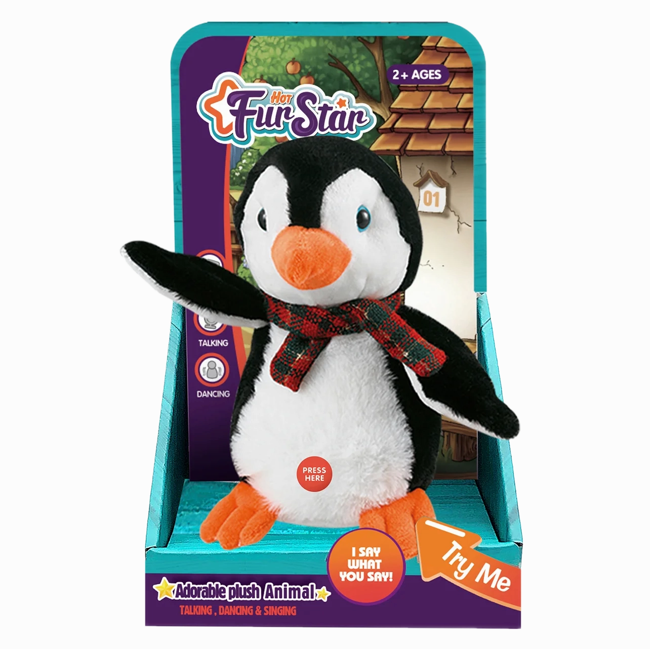 Interactive Penguin Plush Toy, Dancing, Music and Recording Scary Treats Monster Displays