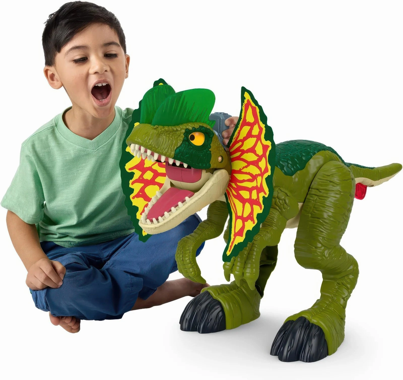 Pop Art Imaginext Jurassic World Dinosaur 66cm Toy Batting Action Dilophosaurus