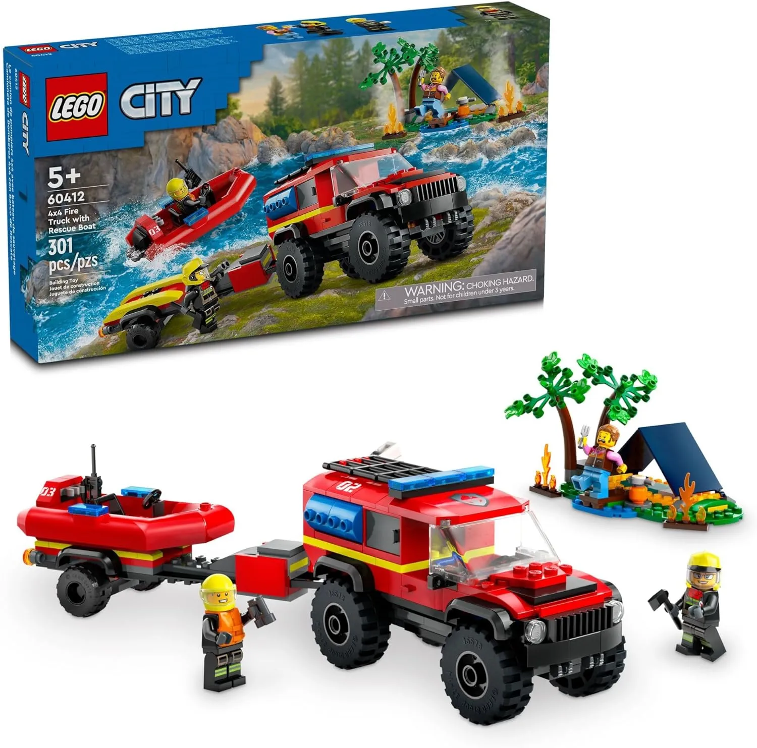 Lego 60412 - City 4x4 Fire Truck with Rescue Boat Beginner Friendly Critically Acclaimed