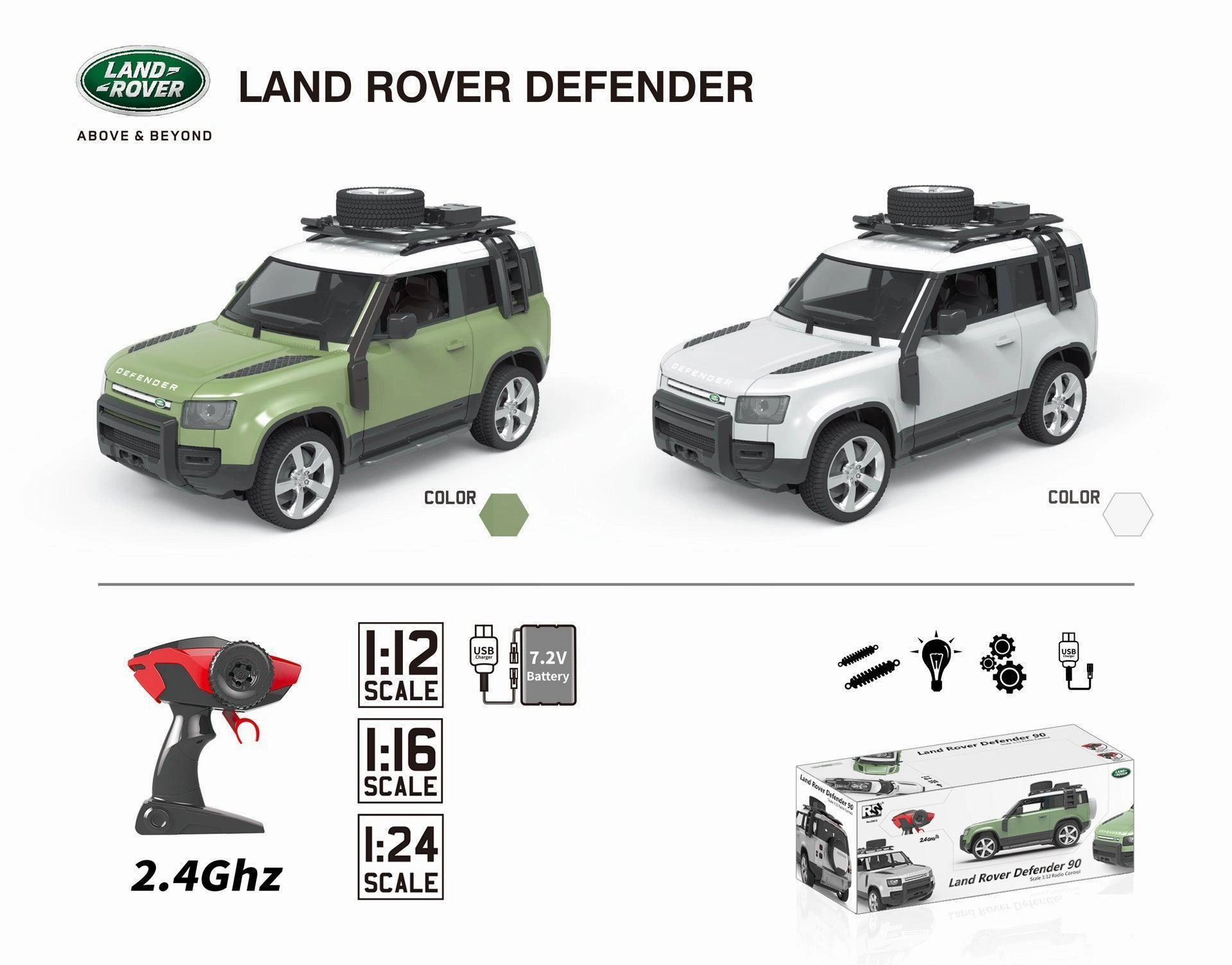 Range Rover Defender Remote Control Car with Lights 1:16 Scale Modern Technique