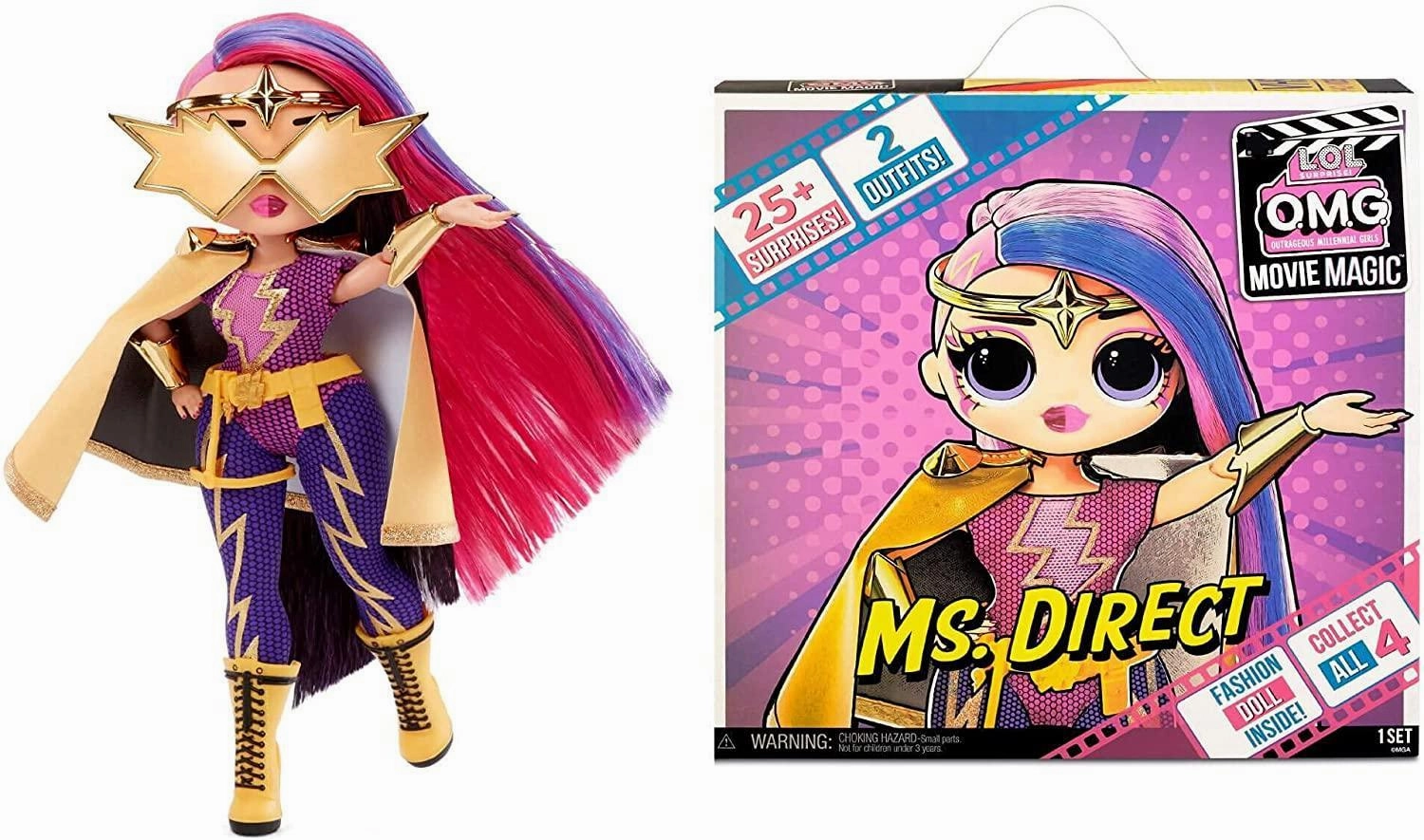 L.O.L. Surprise OMG Movie Magic Ms Direct Fashion Doll with 25 Surprises Inclusive Toy