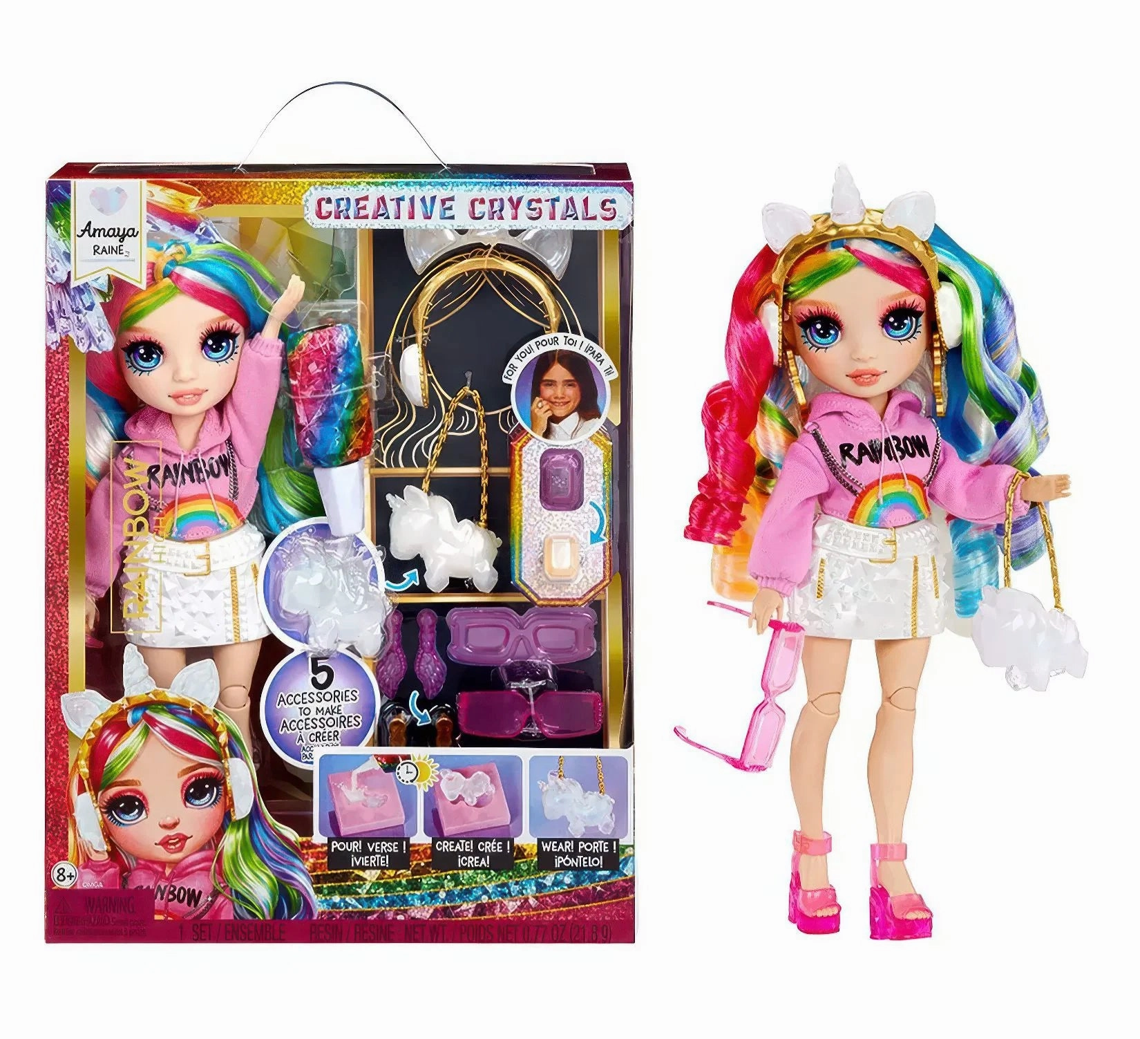 Message Option Rainbow High Rainbow Creative Crystal 28cm Fashion Doll - Amaya