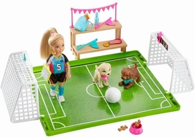 Barbie Chelsea Football Playset, with Chelsea doll and 2 puppy friends Educational Display Museum Gift
