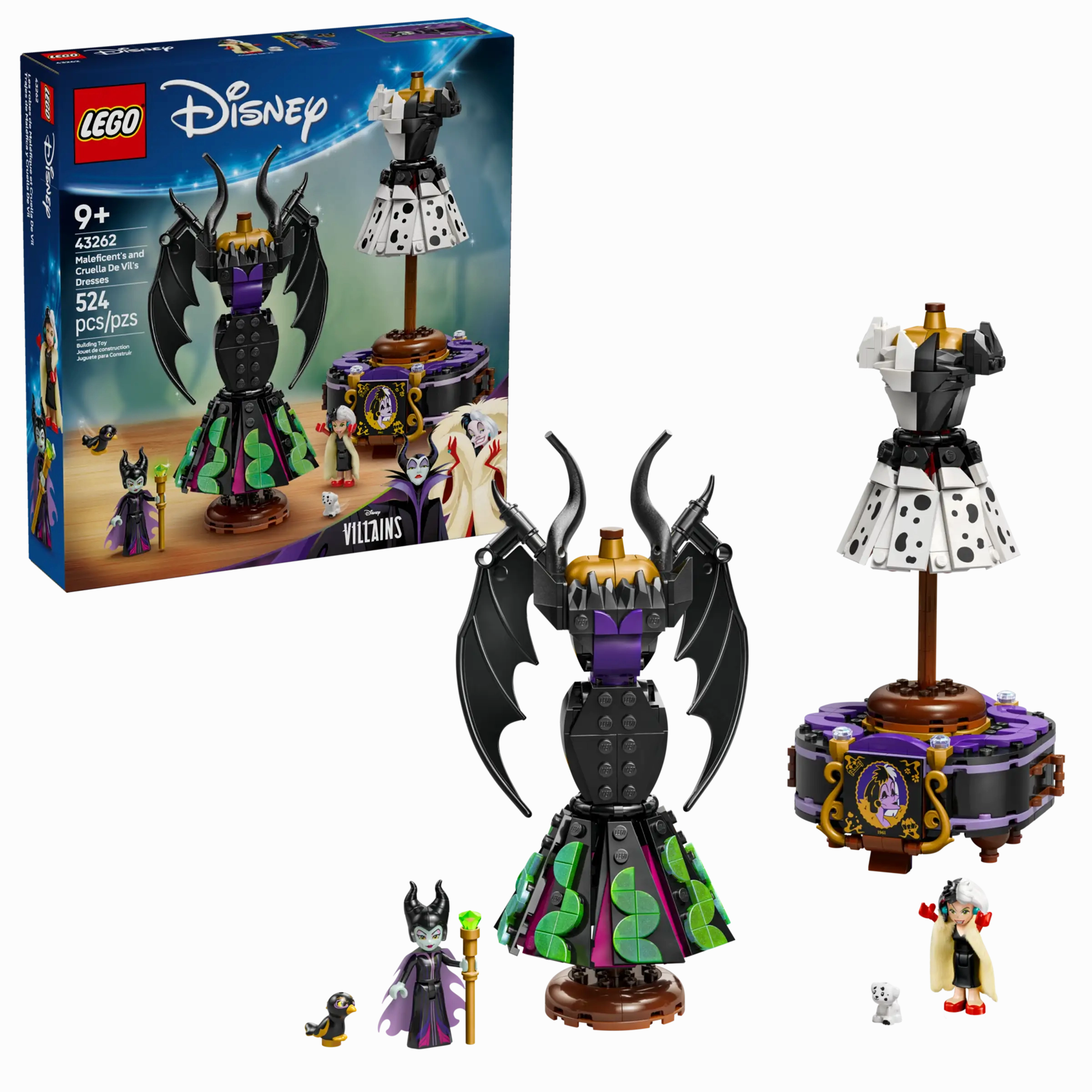 LEGO DISNEY 43262 Maleficent's and Cruella De Vil's Dresses Maximalist Art Fantasy Elf