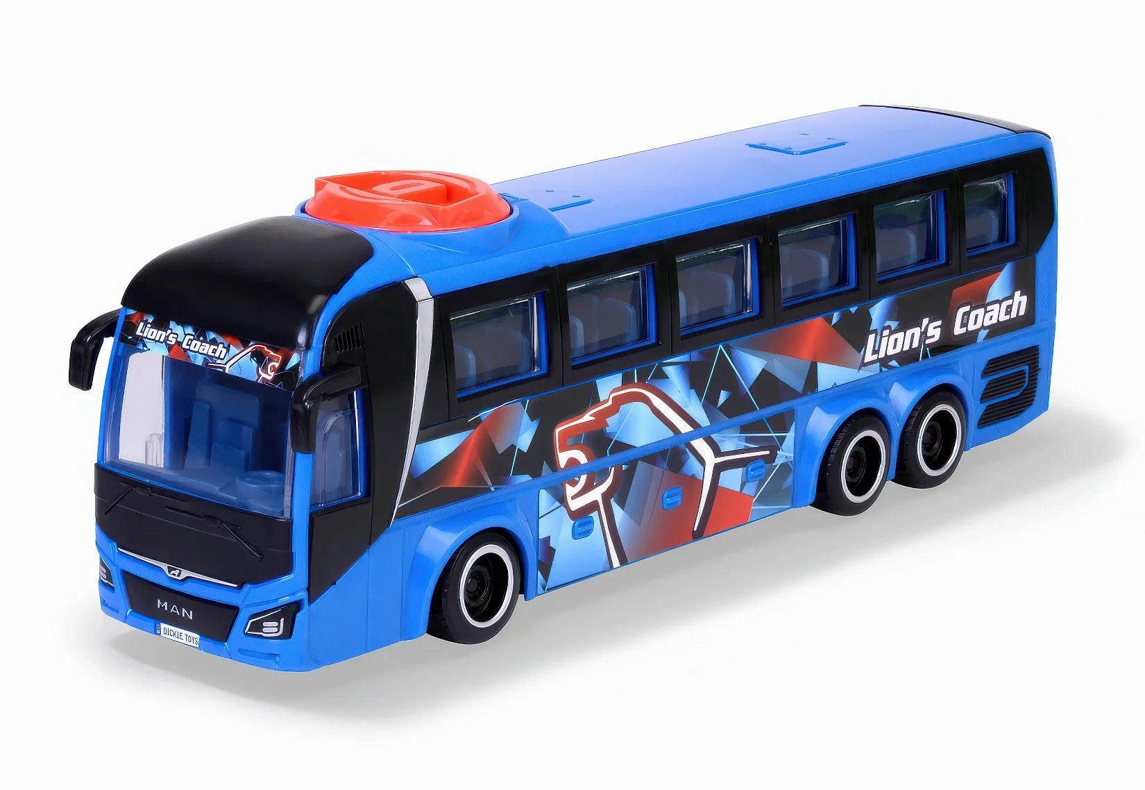 Charming Lights Playful Figures DICKIE Toys MAN Lion's Blue Coach Bus 27cm