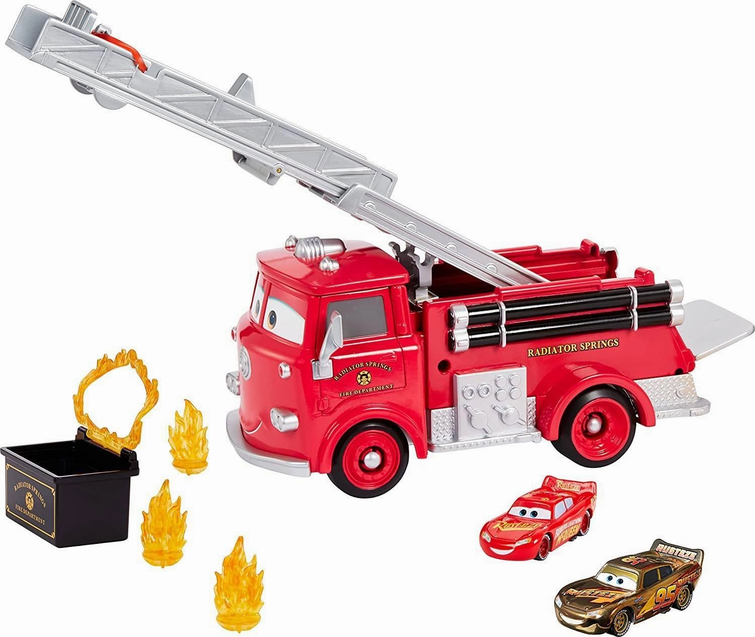 Ship Figure Disney Cars McQueen Toys Stunt & Splash Red Firetruck