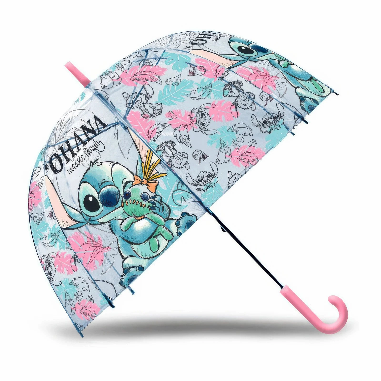 Disney Ohana Stitch 46cm Transparent Bubble Manual Umbrella Charming Figures Charming Supplies