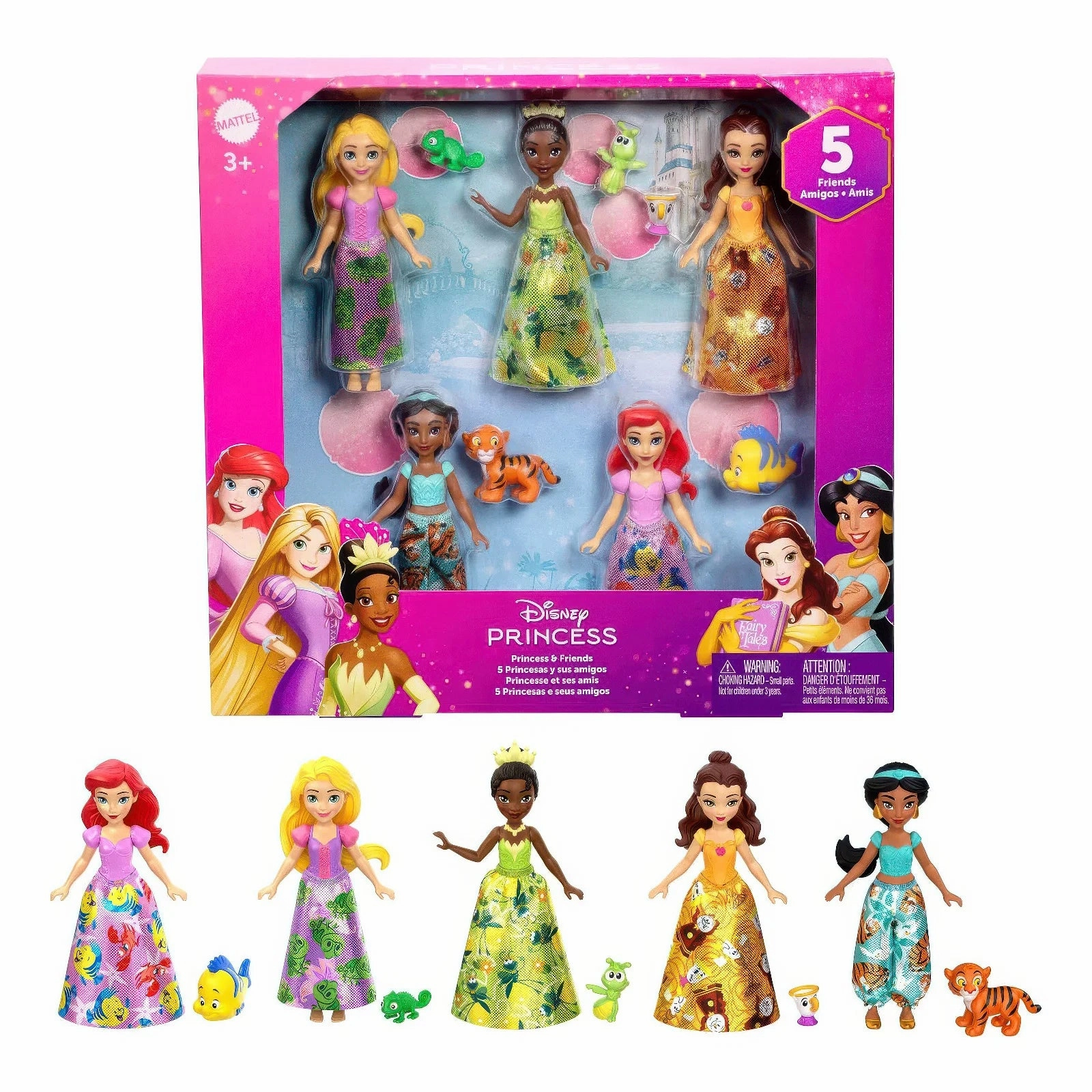 Disney Princess & Friends Set with 5 Posable Small Dolls Constant Companion Game Adaptation