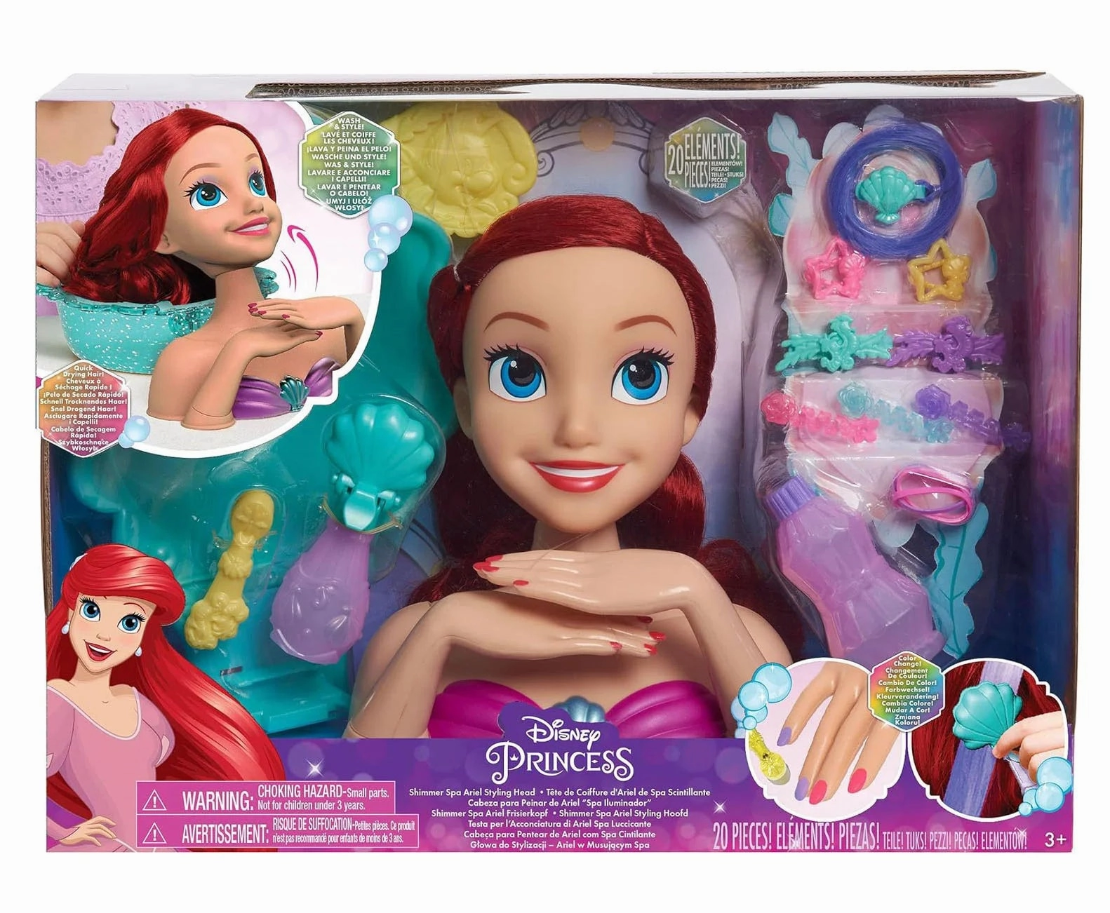 Festive Masks Disney Princess Feature Spa Styling Head - Ariel