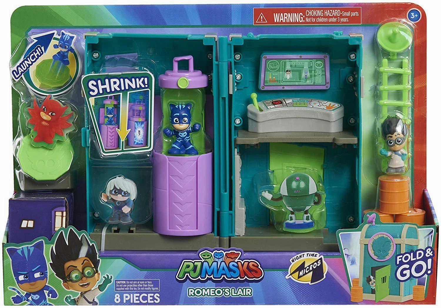 PJ MASKS JPL95705 Flair Night-Time Micros Romeo's Lair Playset Superhero Statue