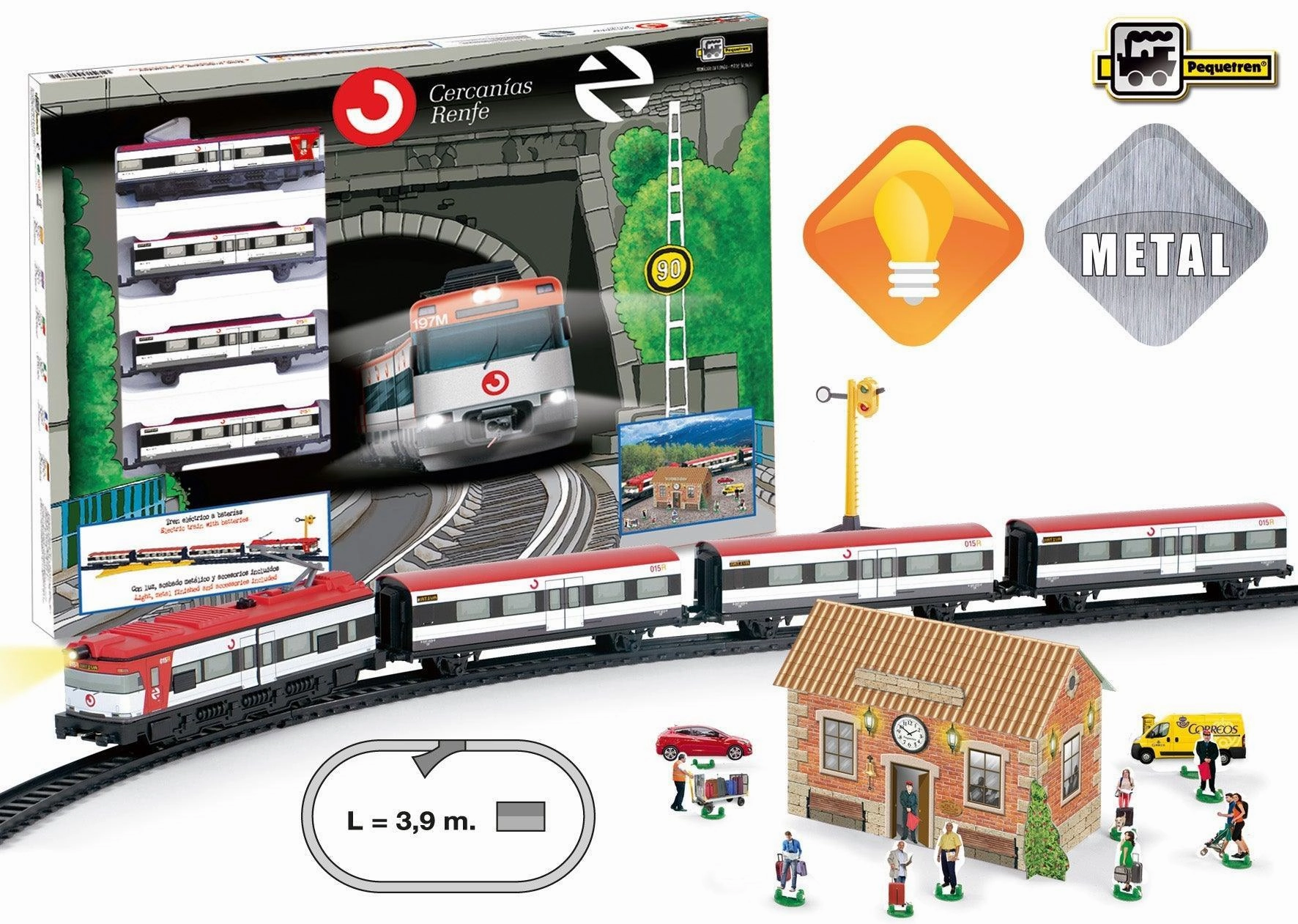 Sky Animal Cute Collectible PEQUETREN 675 Cercanias Renfe Metallic Train Set