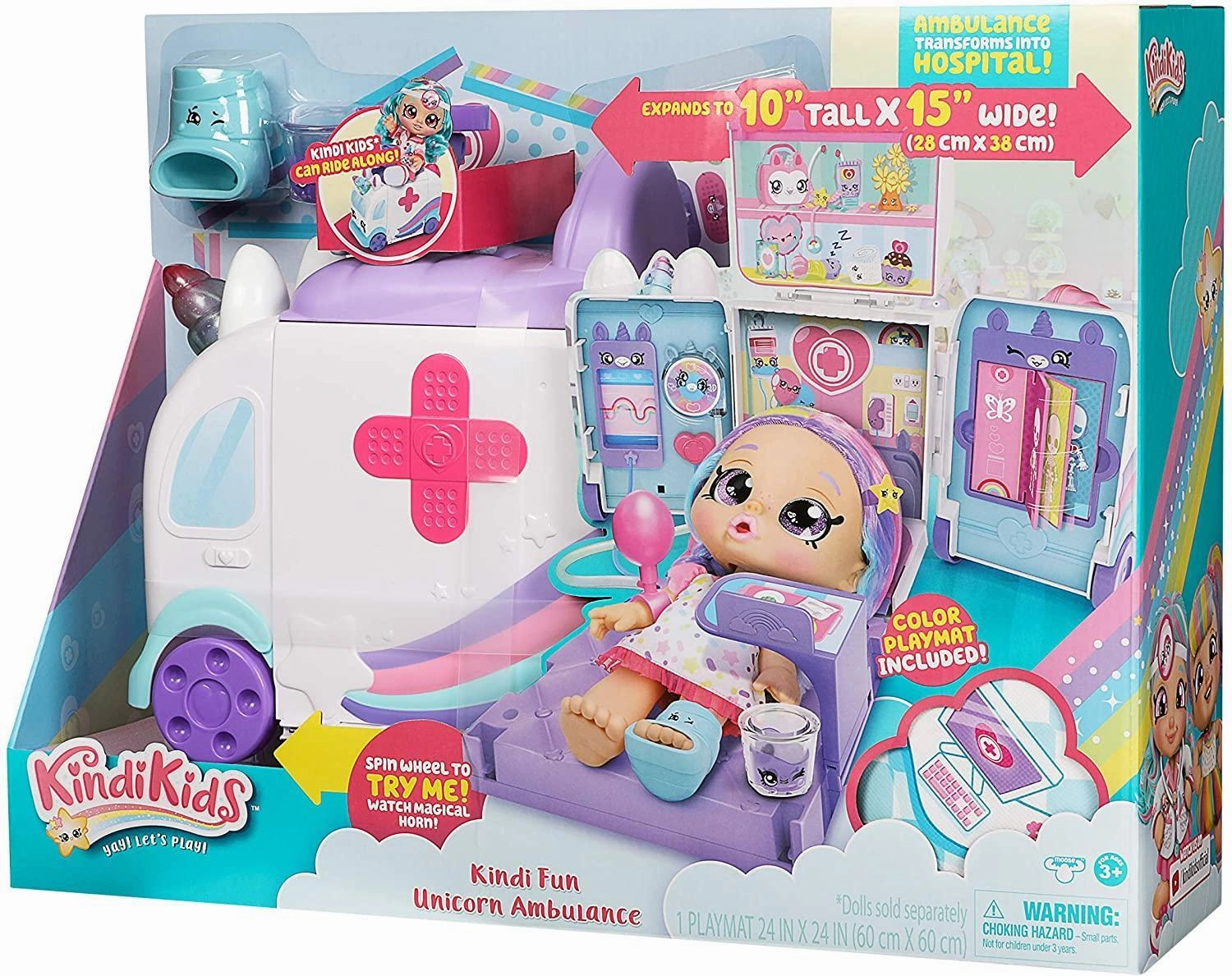 Kindi Kids Hospital Corner Unicorn Ambulance Playset Game Adaptation