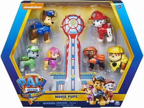 PAW Patrol Movie Pups Gift Pack with 6 Collectible Toy Figures Stone Statue Landmark Replica