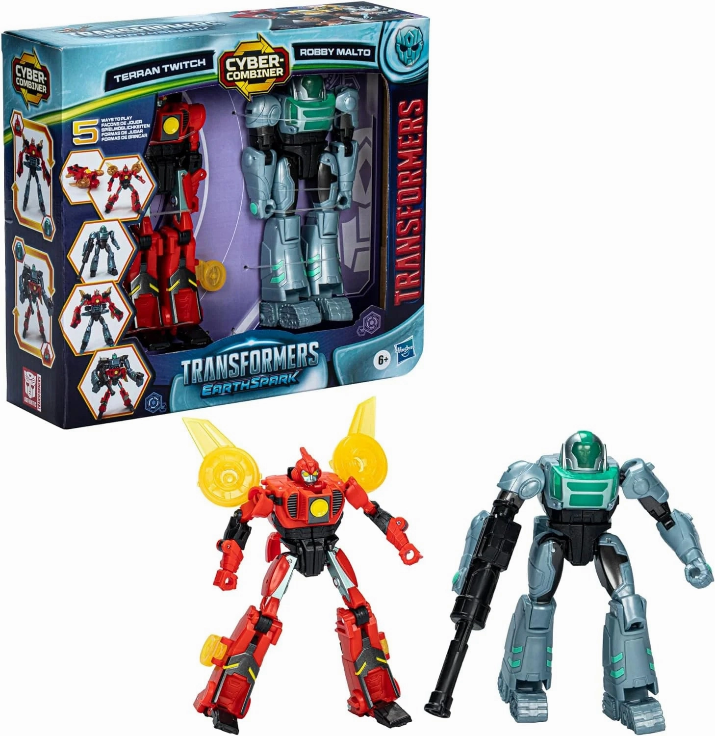TRANSFORMERS EarthSpark Cyber-Combiner Terran Twitch and Robby Malto Robot Traditional Holiday