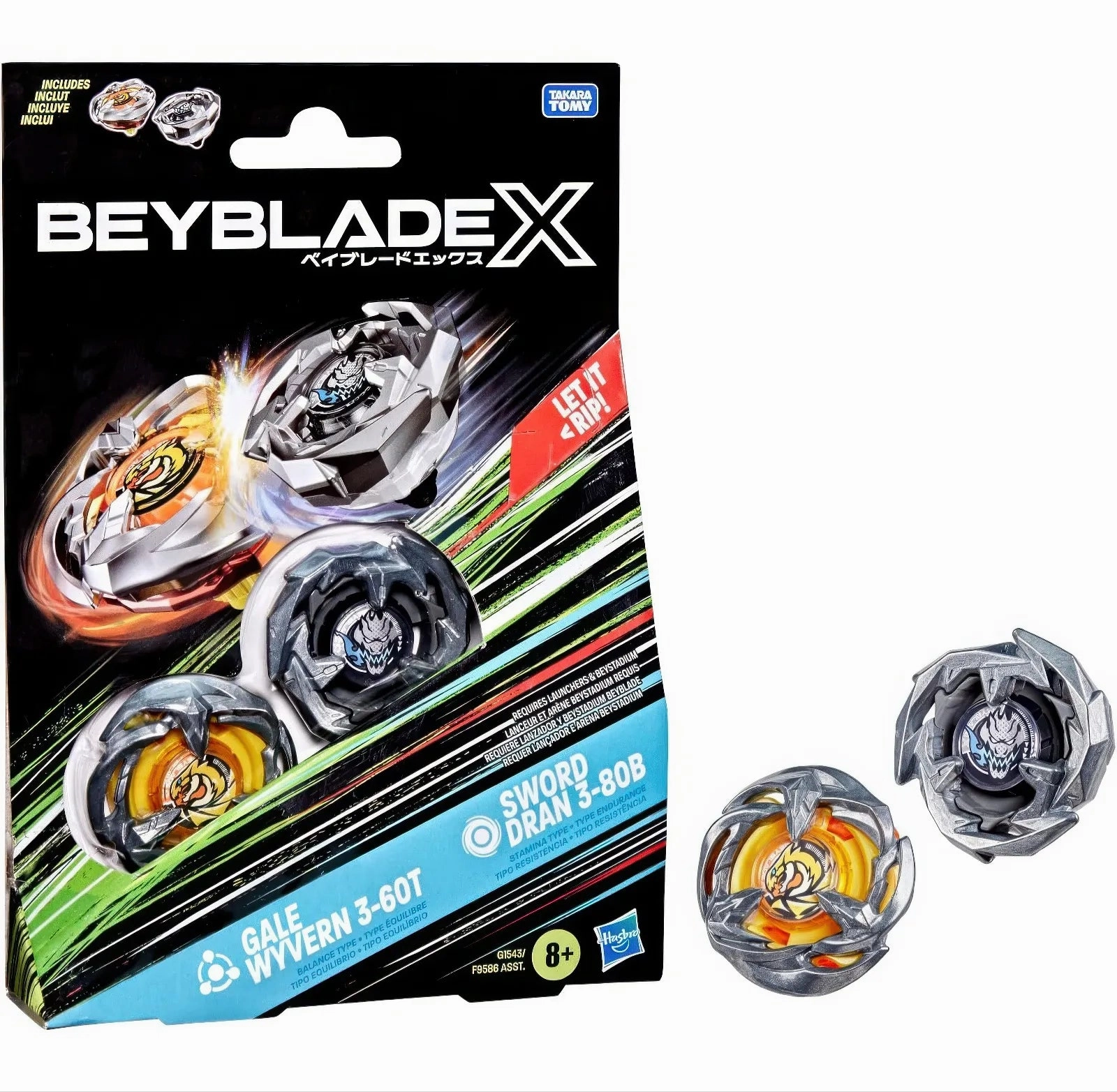 Fantastic Lights Playful Lights BEYBLADE X - Gale Wyvern 3-60T & Sword Dran 3-80B Dual Pack