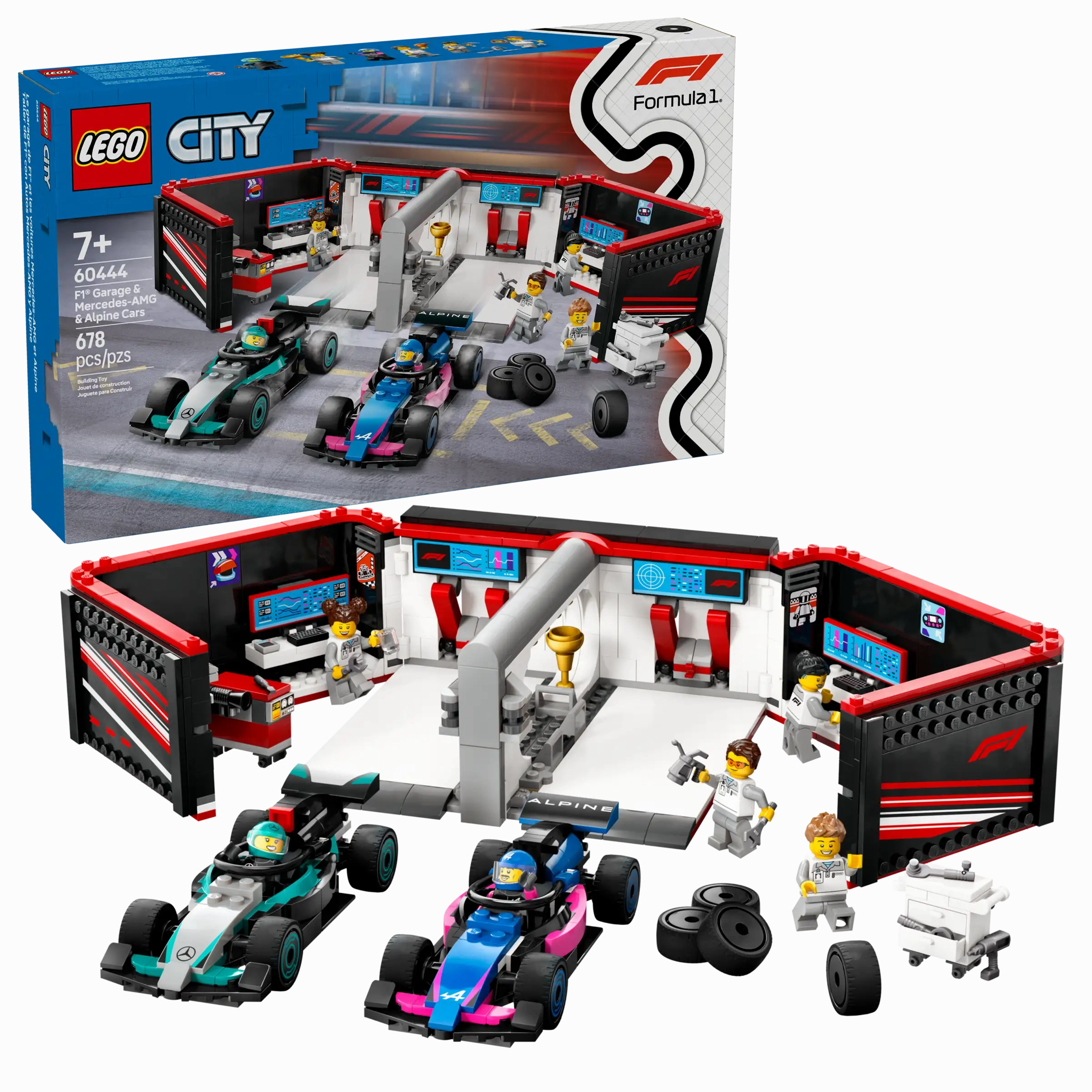 Cultural Heritage Chibi Style LEGO CITY 60444 F1 Garage & Mercedes-AMG & Alpine Cars