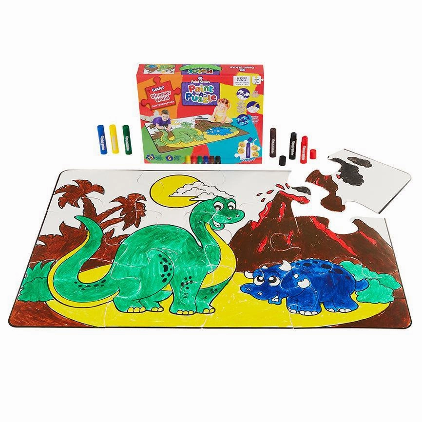 Little Brian Dinosaur World Paint Sticks Paint-A-Puzzle PVC Statue Monster Figure