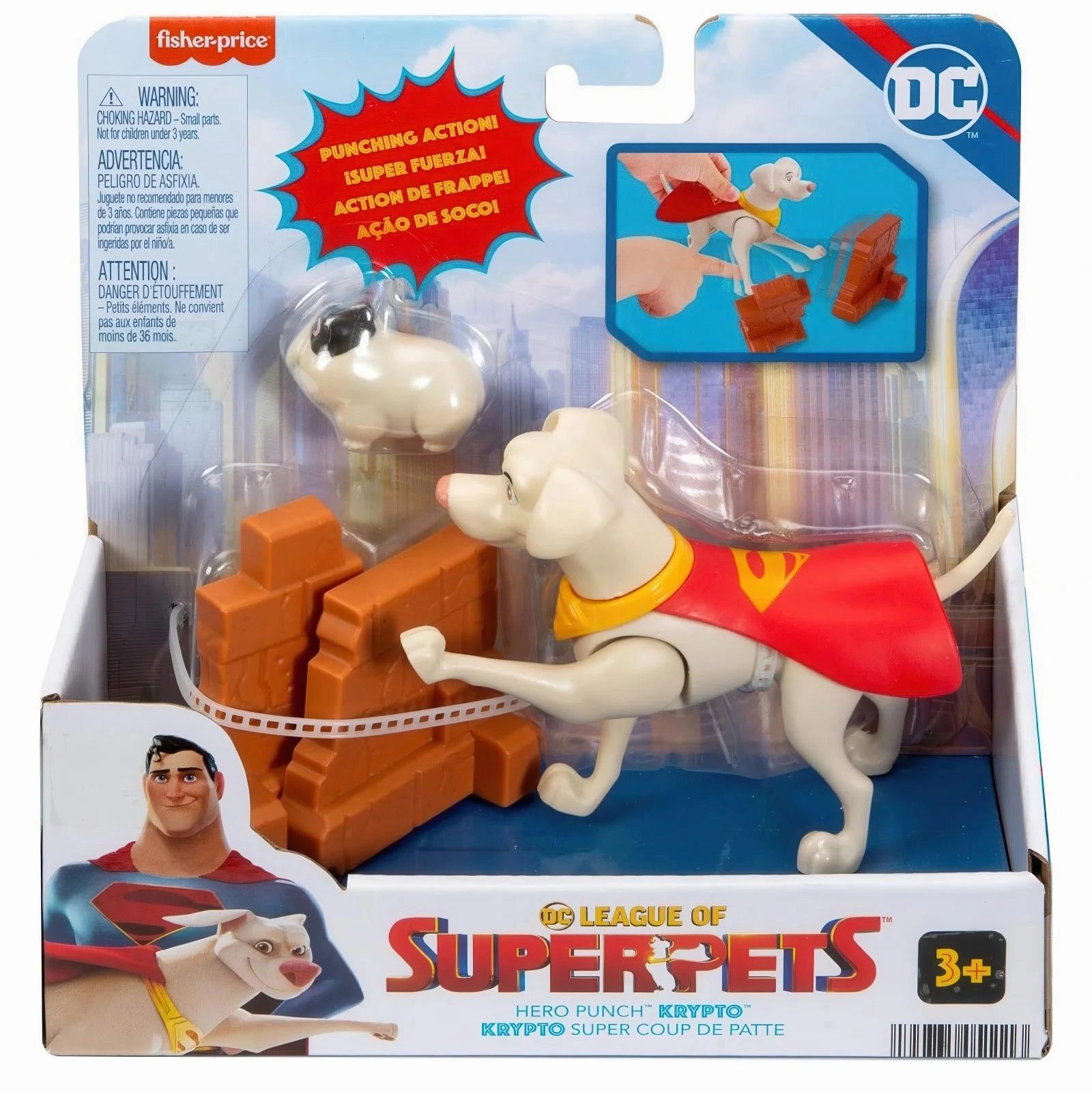 Fisher-Price DC League of Super-Pets Hero Punch Krypto Poseable Figure Robot Replica