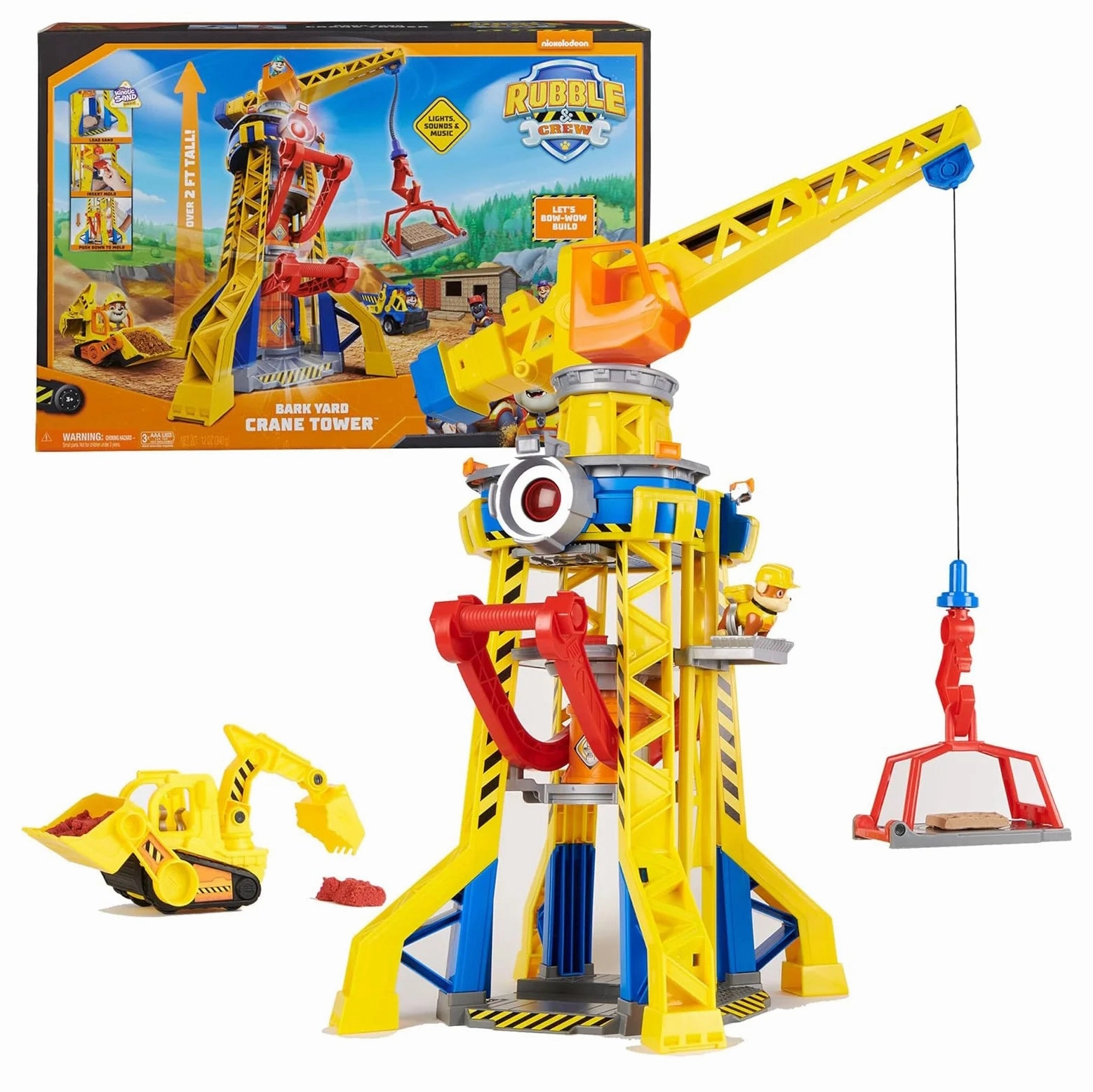 PAW PATROL Rubble and Crew Bark Yard Crane Tower Playset Whimsical Lights Scary Displays