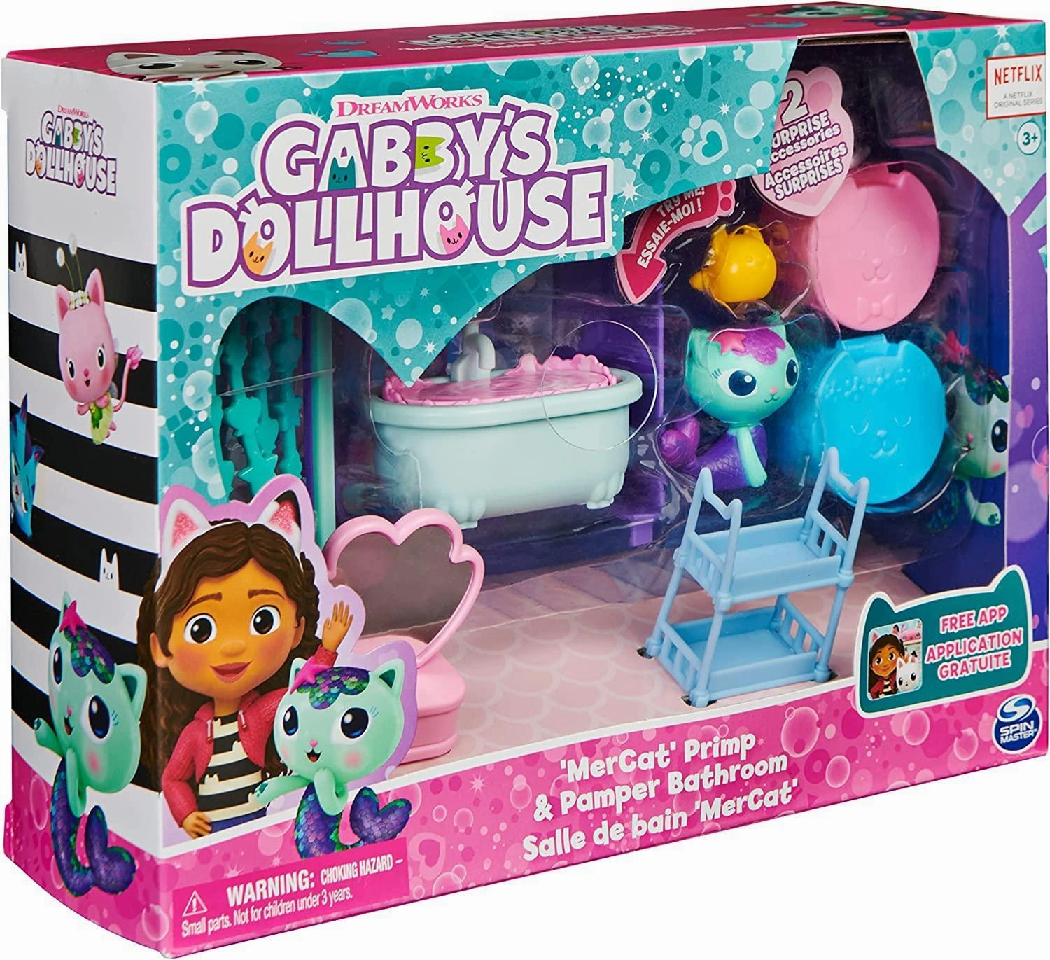 Gabby's Dollhouse MerCat Primp And Pamper Bathroom Kitchen Decor Arcade Game