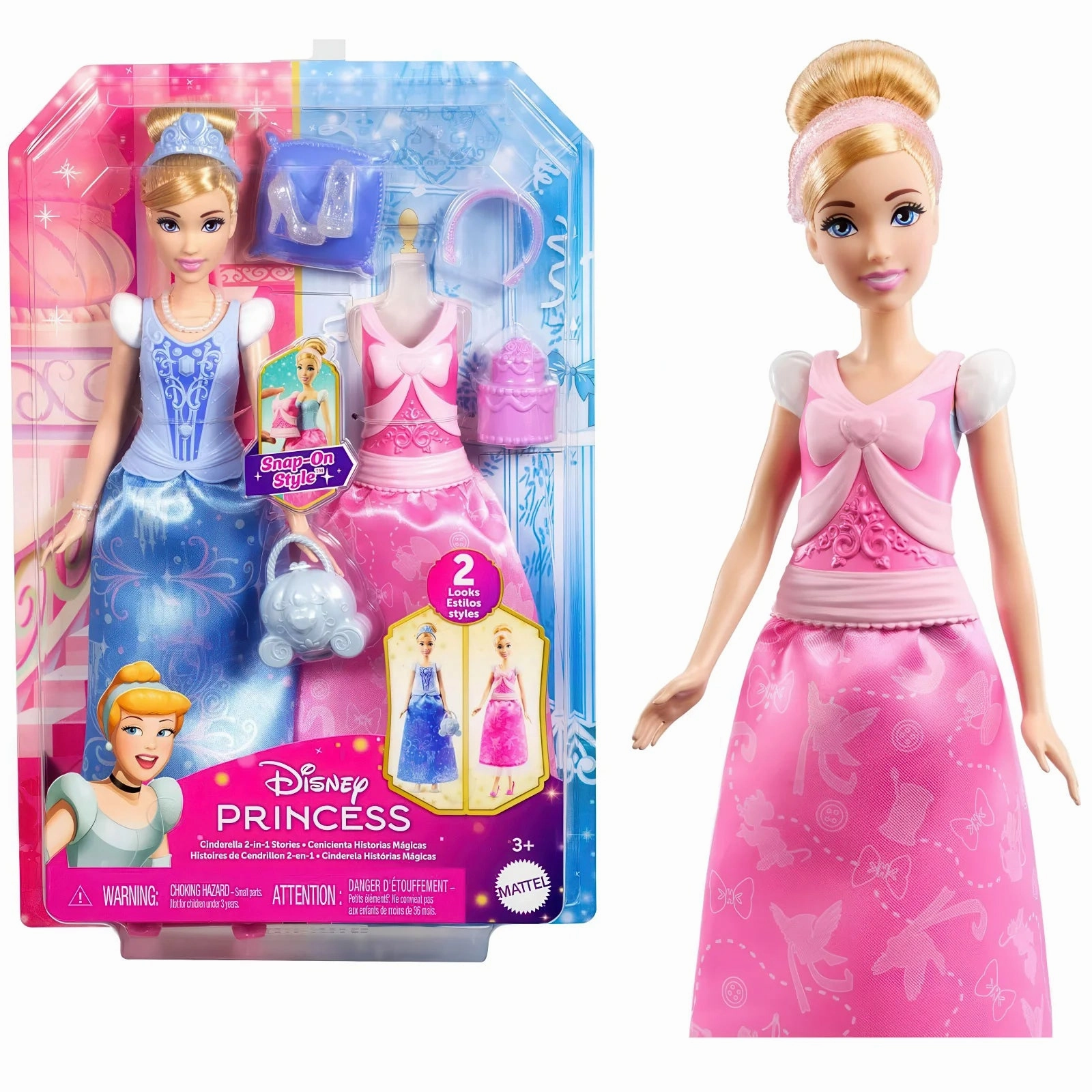 Immersive experience Disney Princess Cinderella 2 in 1 Stories Doll