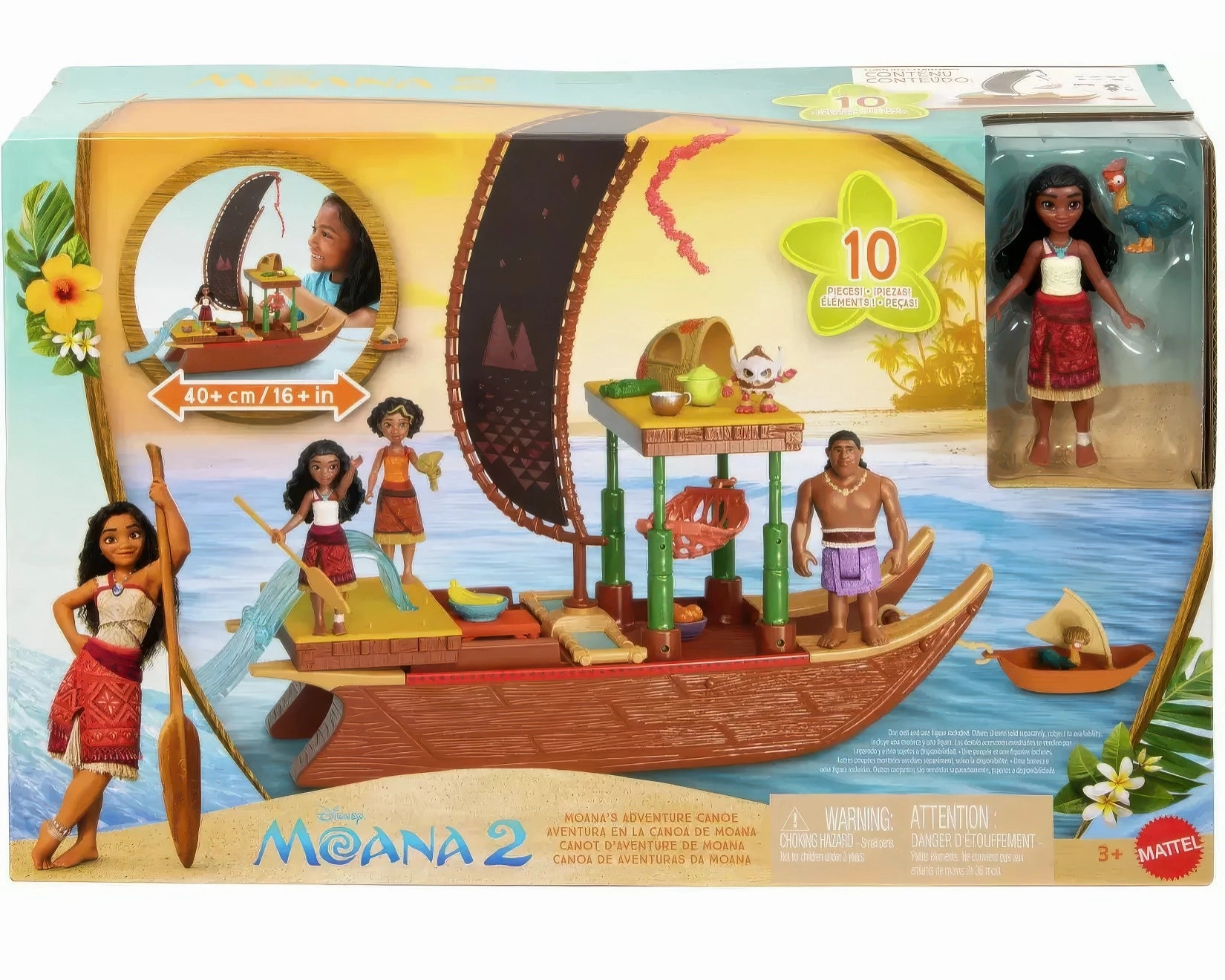 Disney Moana 2 Moana's Adventure Canoe Playset with Doll Frightening Masks Mysterious Figures