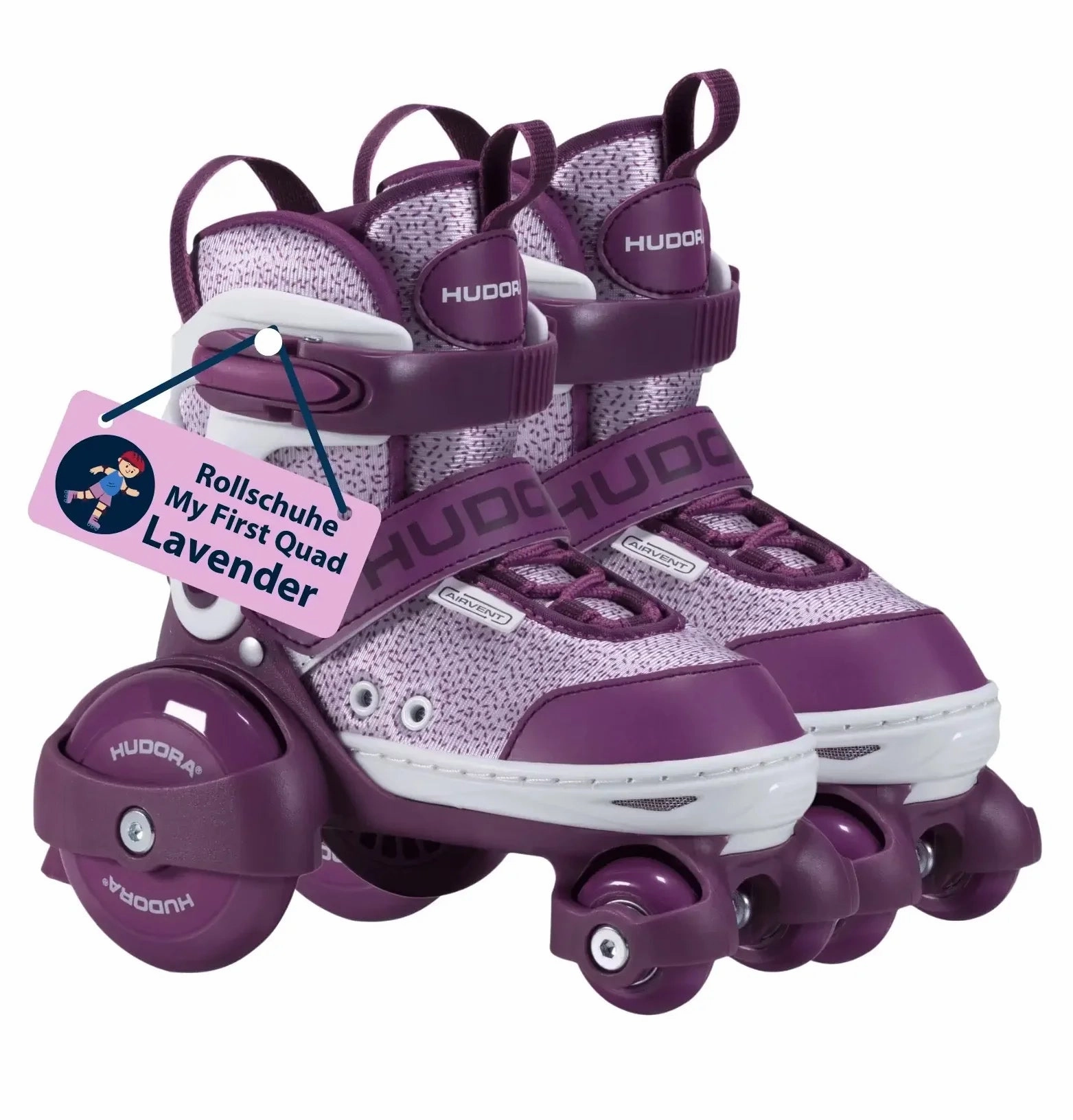 Hudora My First Quad Roller Skates, Lavender, Size 30-33 Playful Ornaments