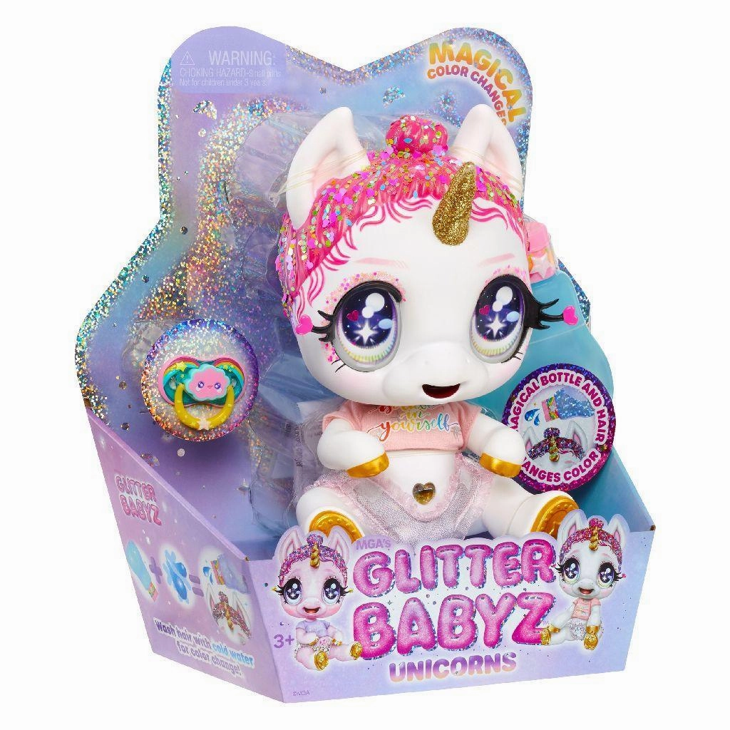 Flexible Figure Glitter Babyz Unicorn Colour Changing Doll Lunita Sky