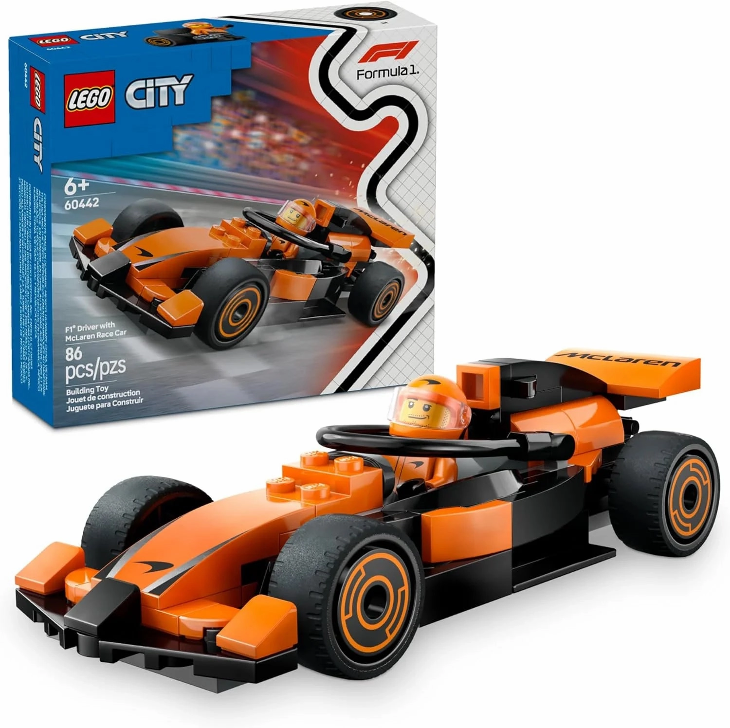 Storage Solution LEGO CITY 60442 F1 Driver with McLaren Race Car
