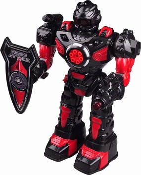 RoboAttack Large Remote Control Interactive Robot - Black/Red Sci-Fi Robot Metal Craft