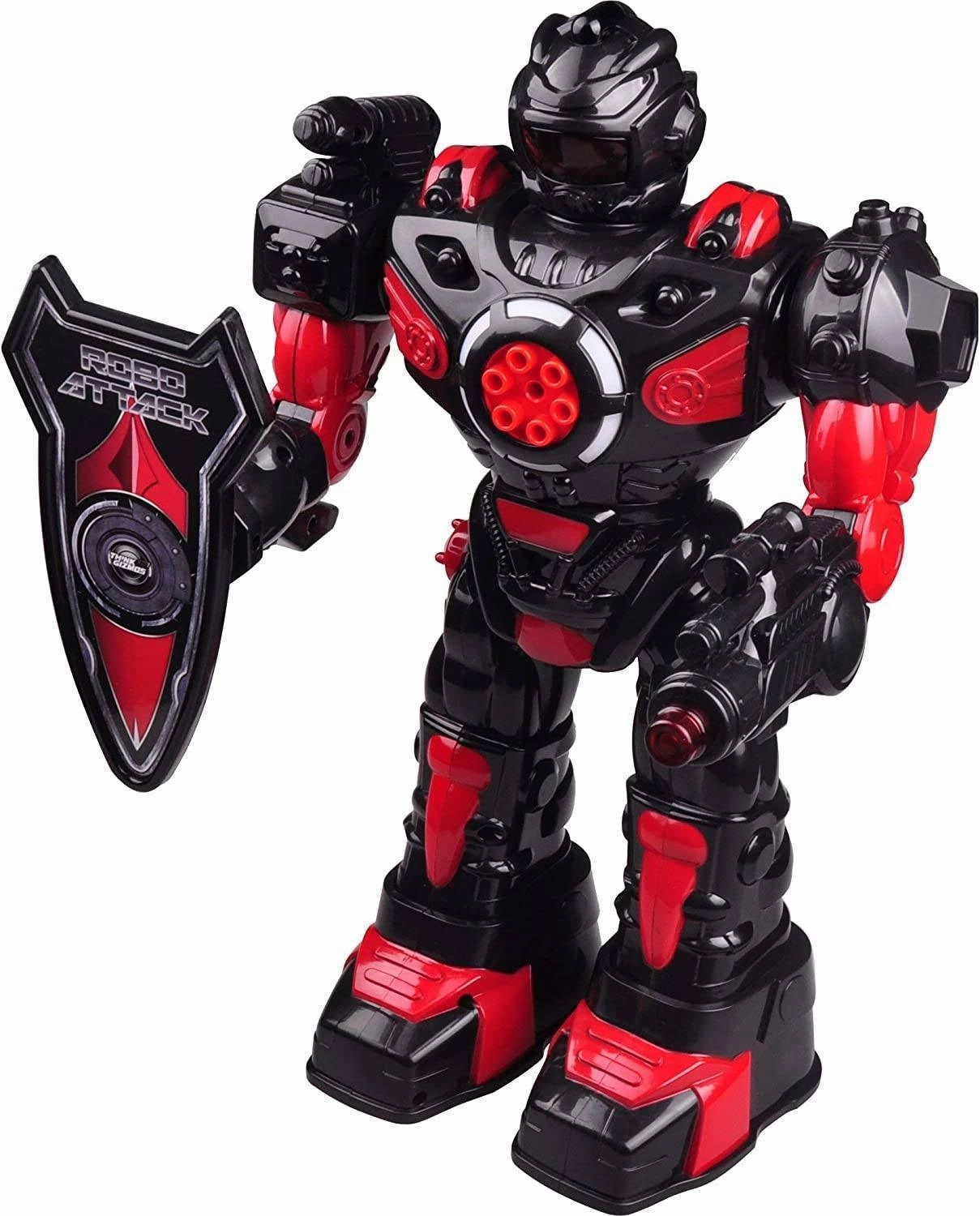RoboAttack Large Remote Control Interactive Robot - Black/Red Indie Game Vintage Theme