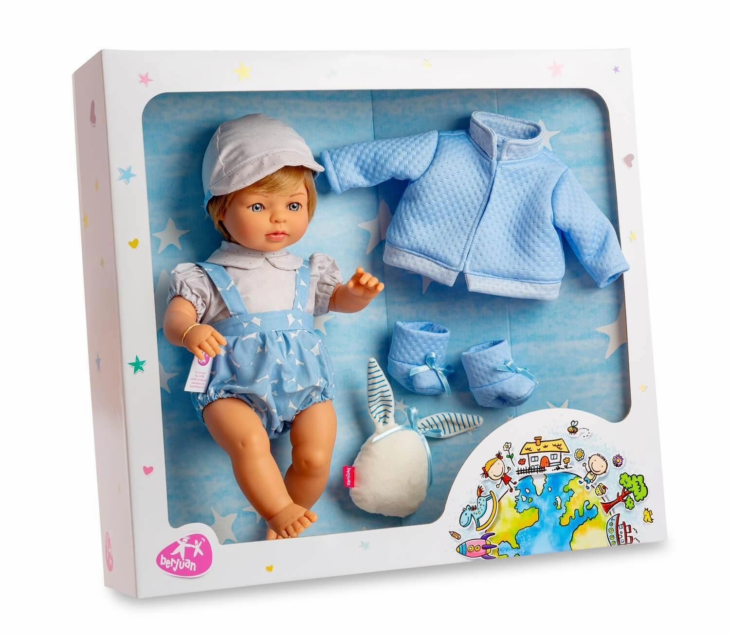 Articulated Model Berjuan 12190 Interactive Crying baby Doll 38cm With Extra Outfit - Blue