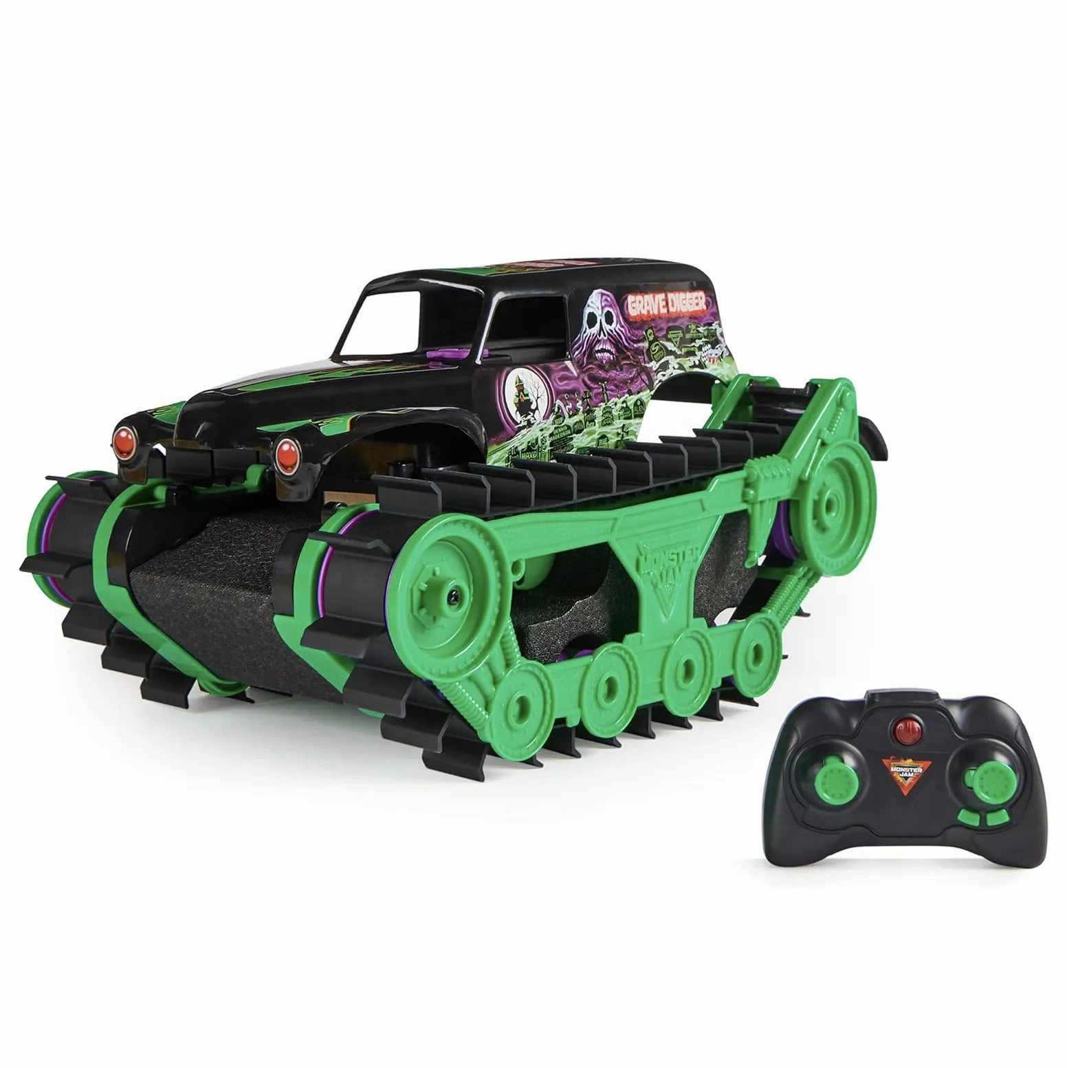 Vibrant Colors Appreciating Asset Monster Jam Grave Digger Trax All-Terrain Remote Control Vehicle