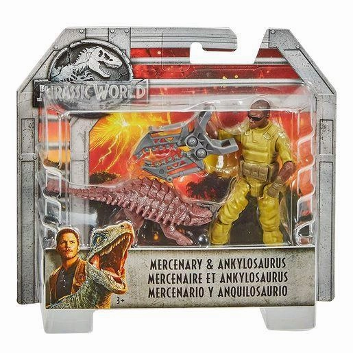 Tropical theme Articulated Figure Jurassic World Mercenary & Ankylosaurus Figures Playset