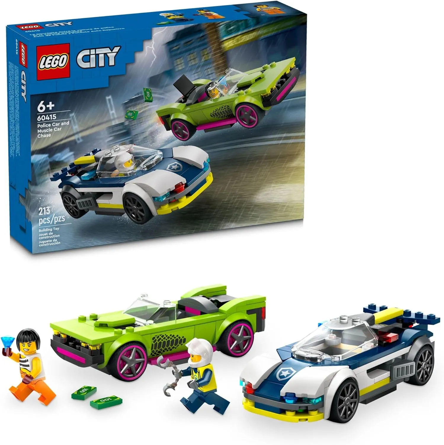 Lego 60415- City Police Car and Muscle Car Chase Frightening Ornaments Creepy Accents