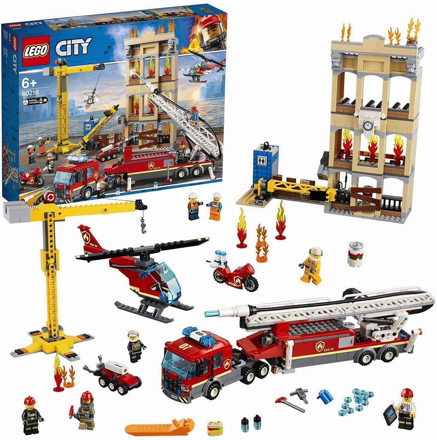 LEGO 60216 CITY Fire Downtown Fire Brigade with Fire Engine Truck Engineering Toy Film Prop