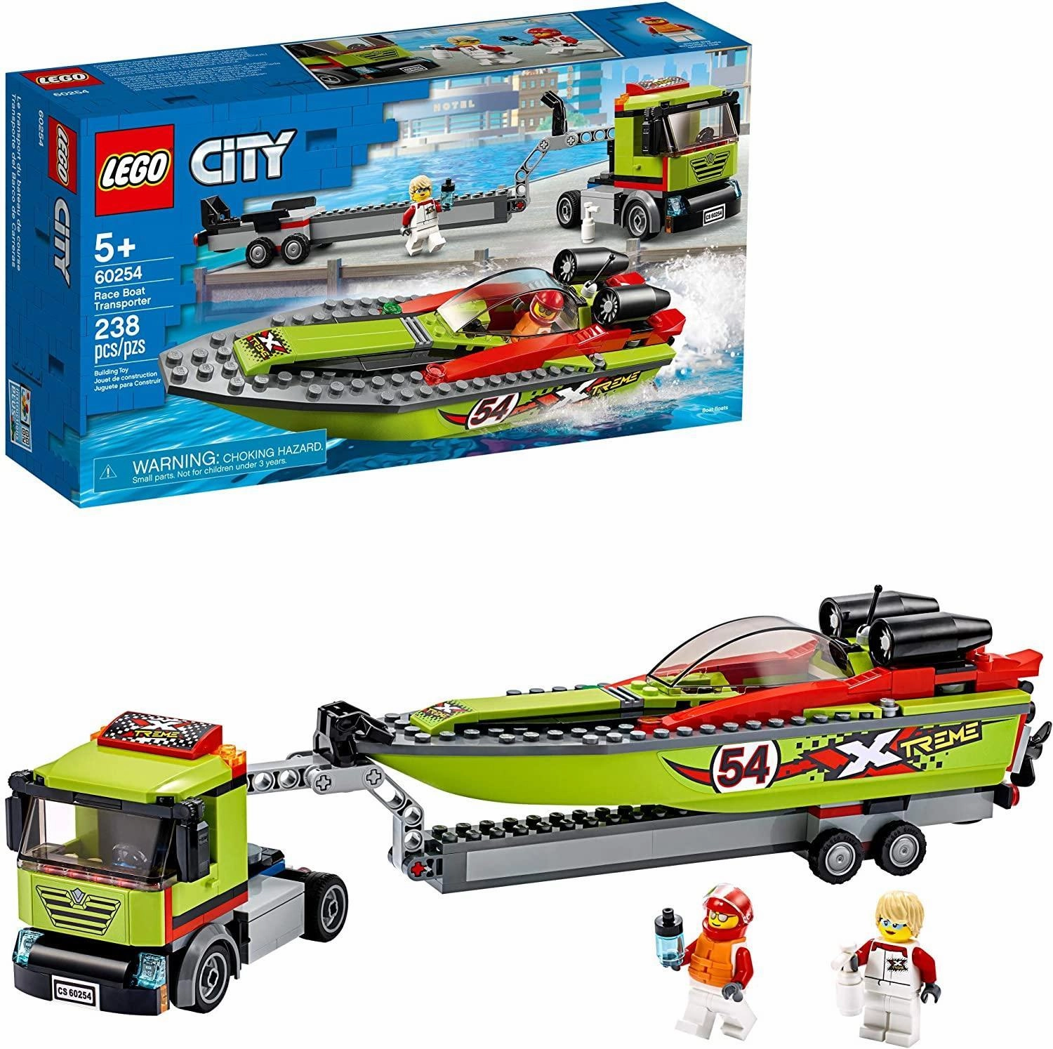 LEGO CITY 60254 Race Boat Transporter Fun Building Set for Kids Fantasy Quest