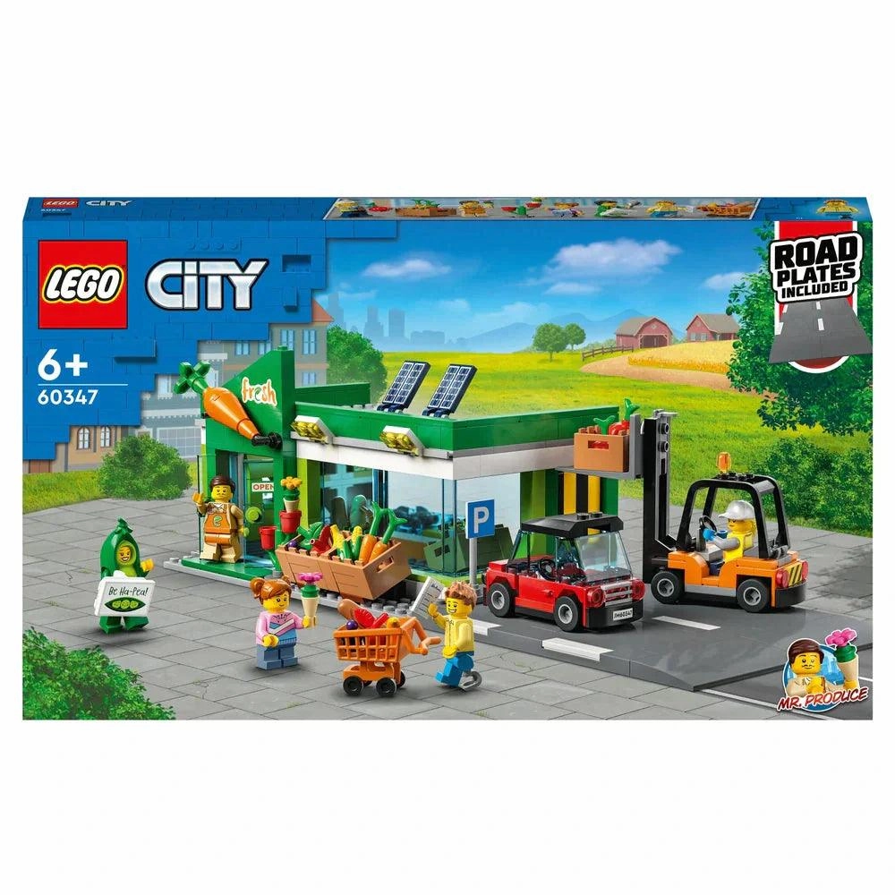LEGO CITY 60347 Grocery Store Set with Toy Car & Road Plate Chrome Plated