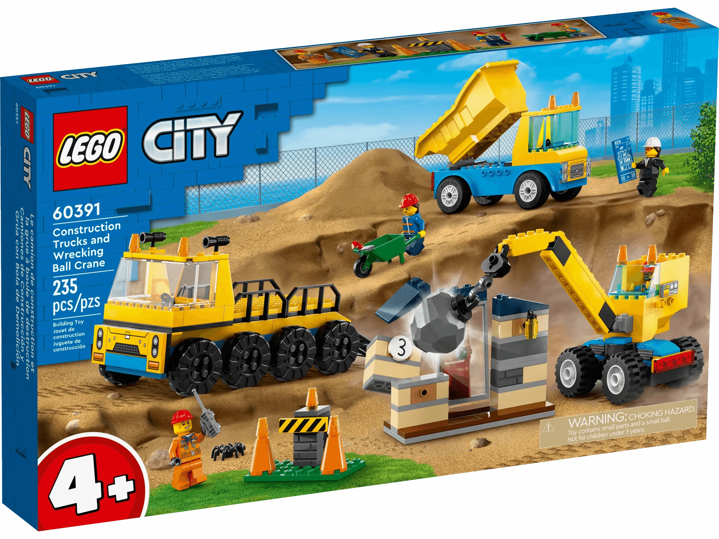 Fabric Figure LEGO CITY 60391 Construction Trucks and Wrecking Ball Crane