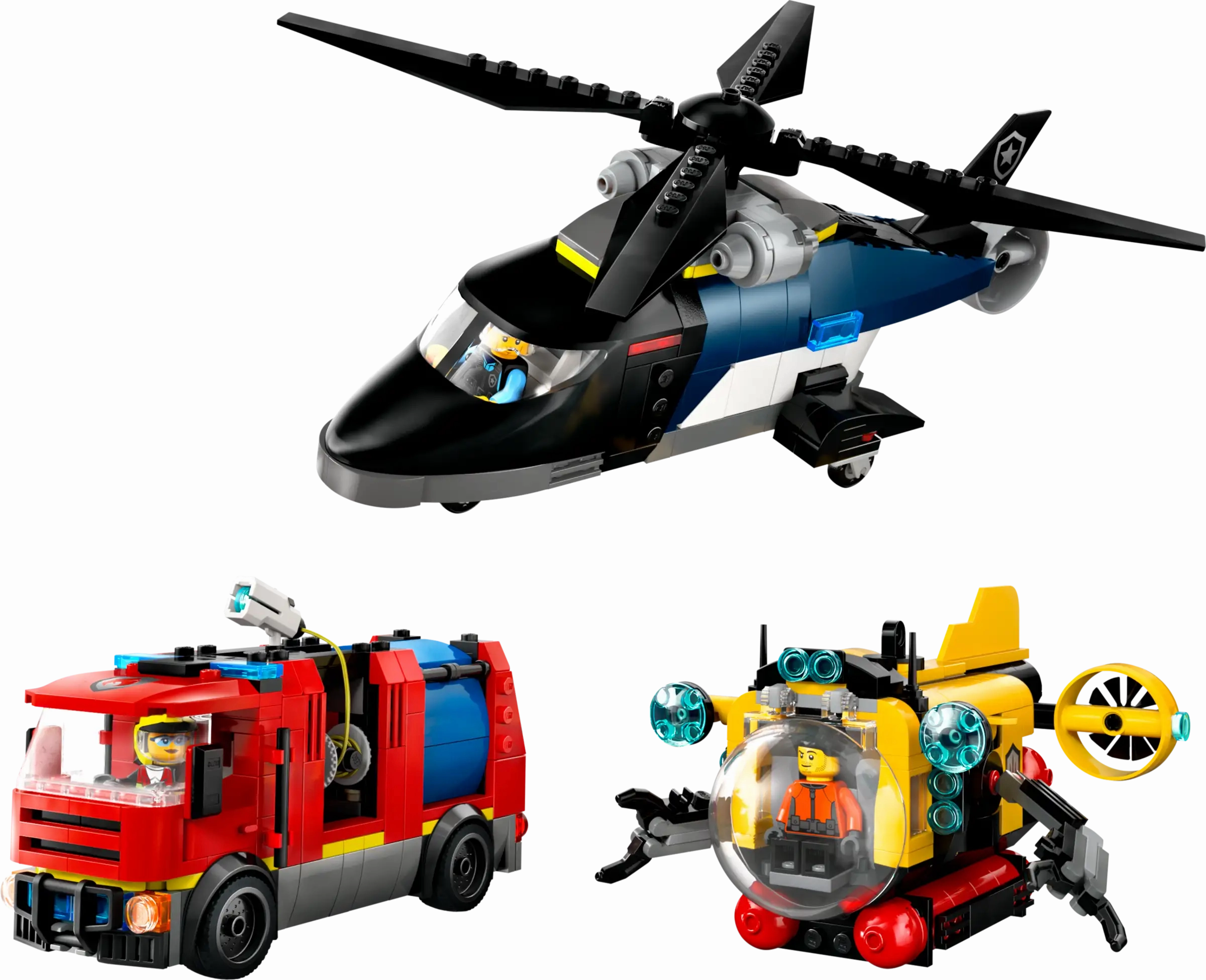 LEGO CITY 60462 Helicopter, Fire Truck & Submarine Remix Scandinavian design Vinyl Replica
