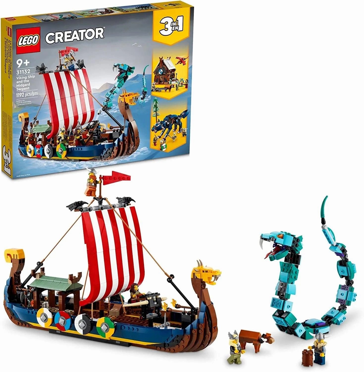 LEGO CREATOR 3in1 31132 Viking Ship and the Midgard Serpent Action Toy